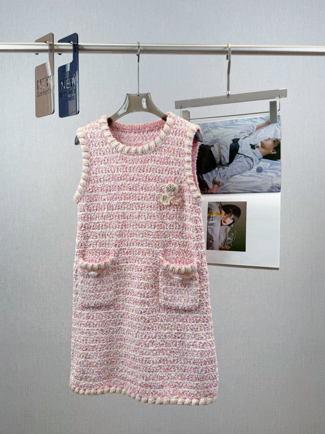 CC Tweed Sleeveless Dress Pink Polyester 251310