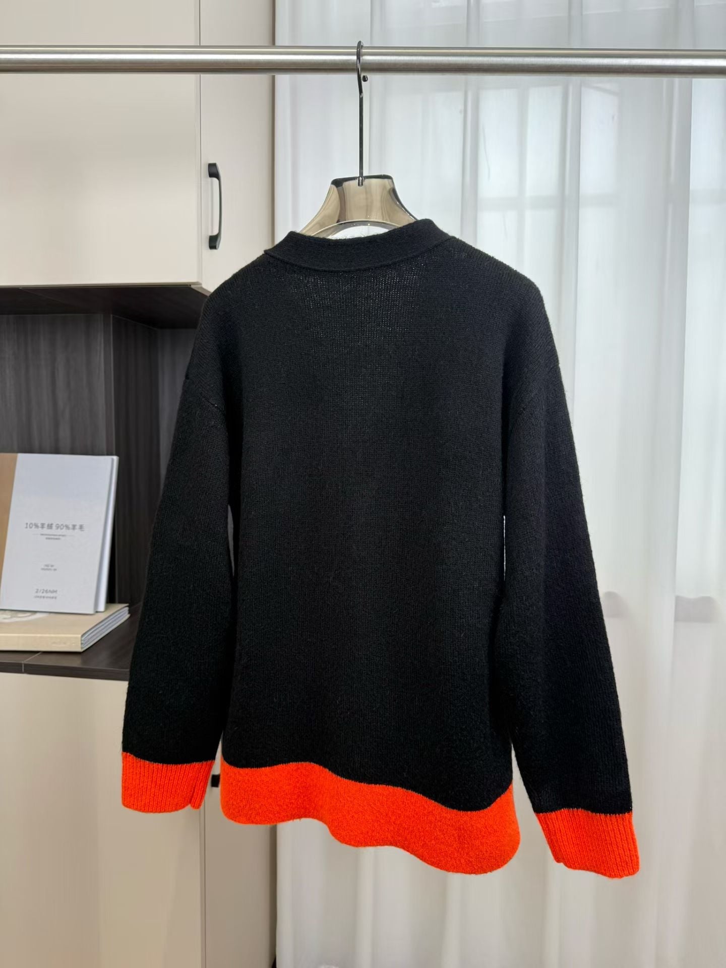 Loewe 2025 V-Neck Button-Up Cardigan Black Mix Colors Wool 331646