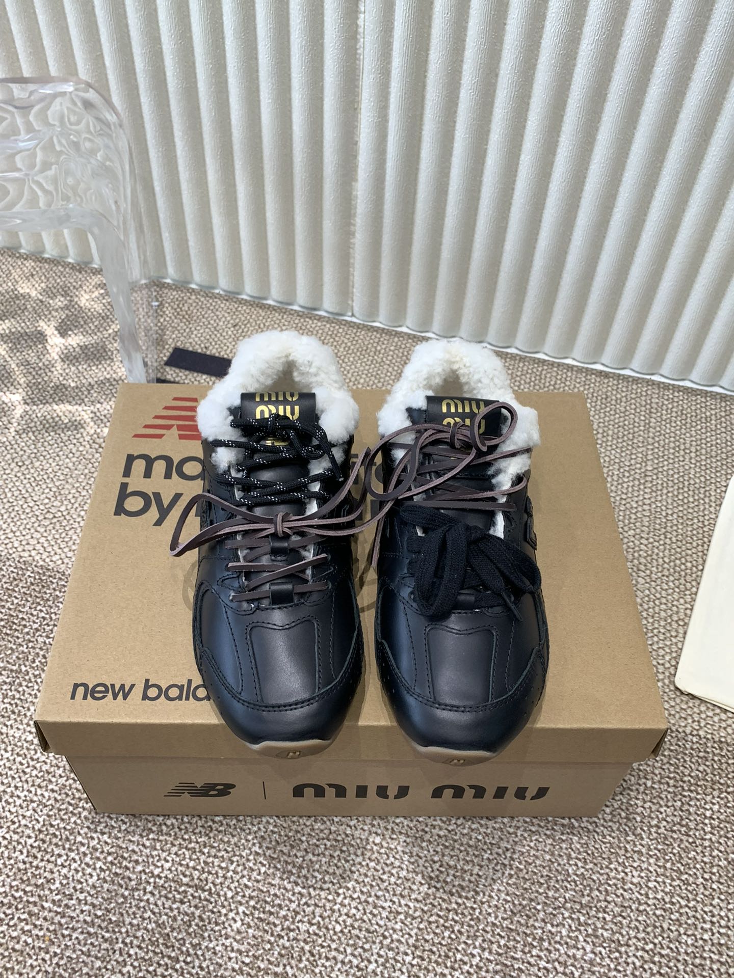 Miu x Balance Sneakers Black Cowhide