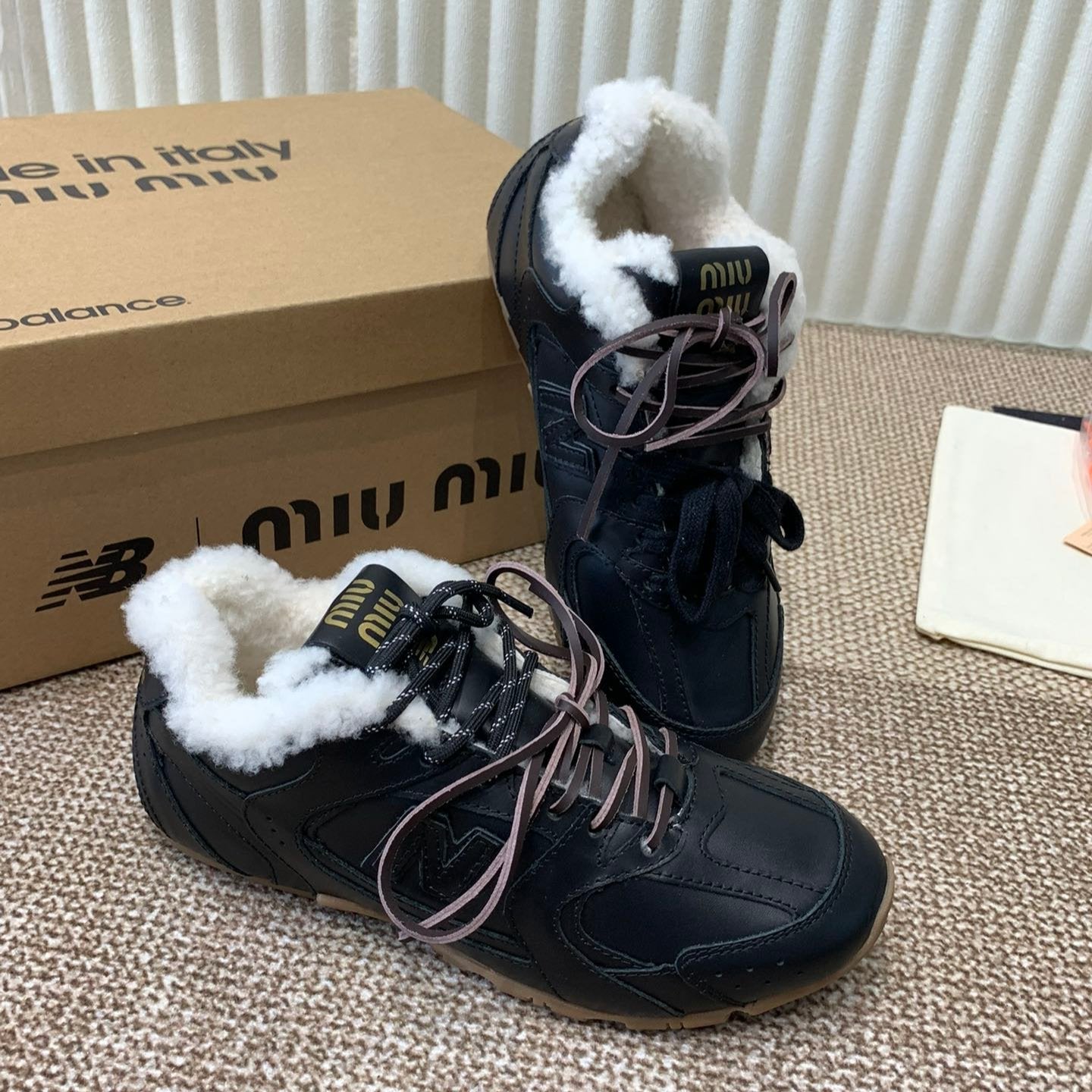 Miu x Balance Sneakers Black Cowhide