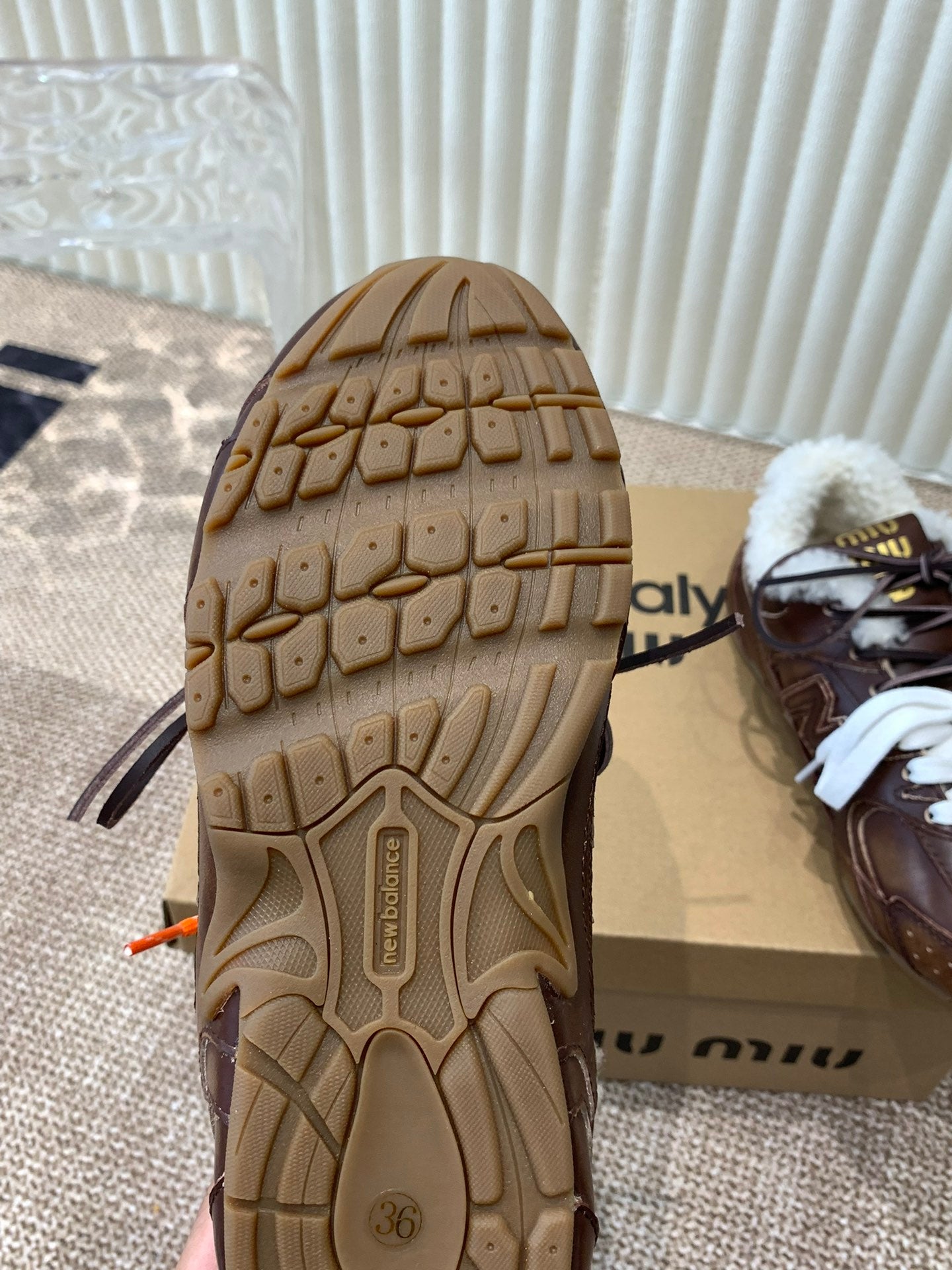 Miu x Balance Sneakers Chocolate Brown Cowhide