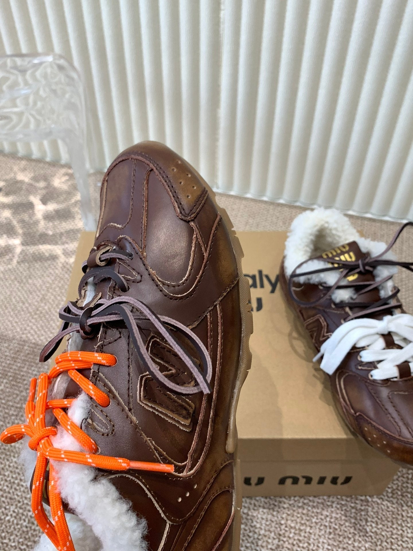 Miu x Balance Sneakers Chocolate Brown Cowhide