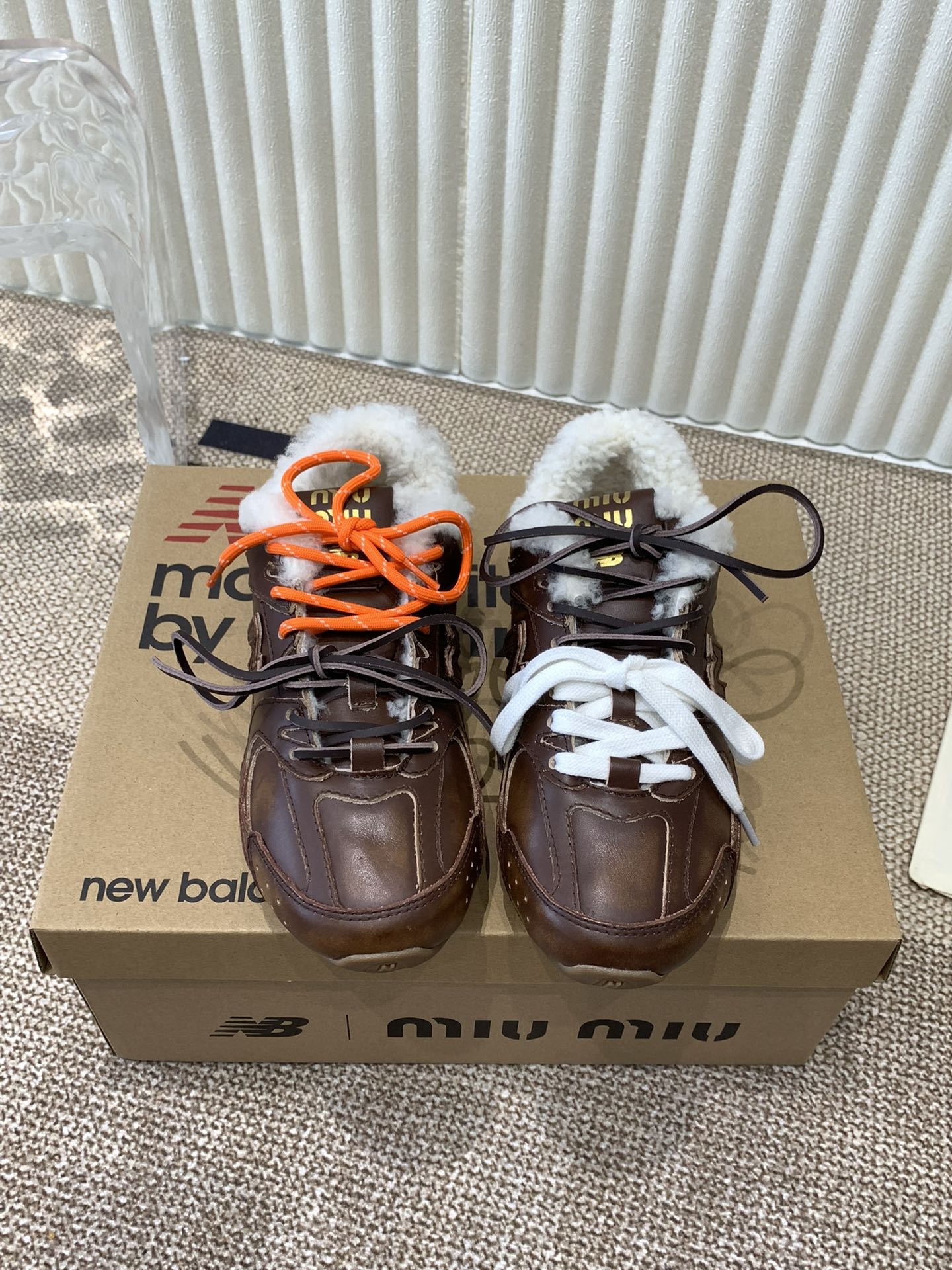 Miu x Balance Sneakers Chocolate Brown Cowhide