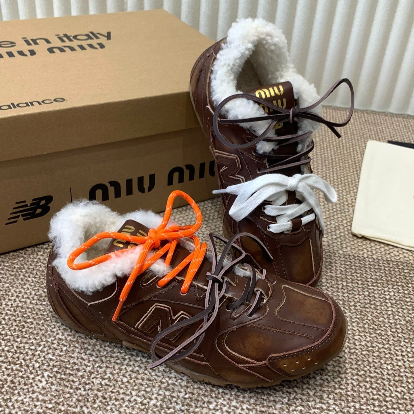 Miu x Balance Sneakers Chocolate Brown Cowhide