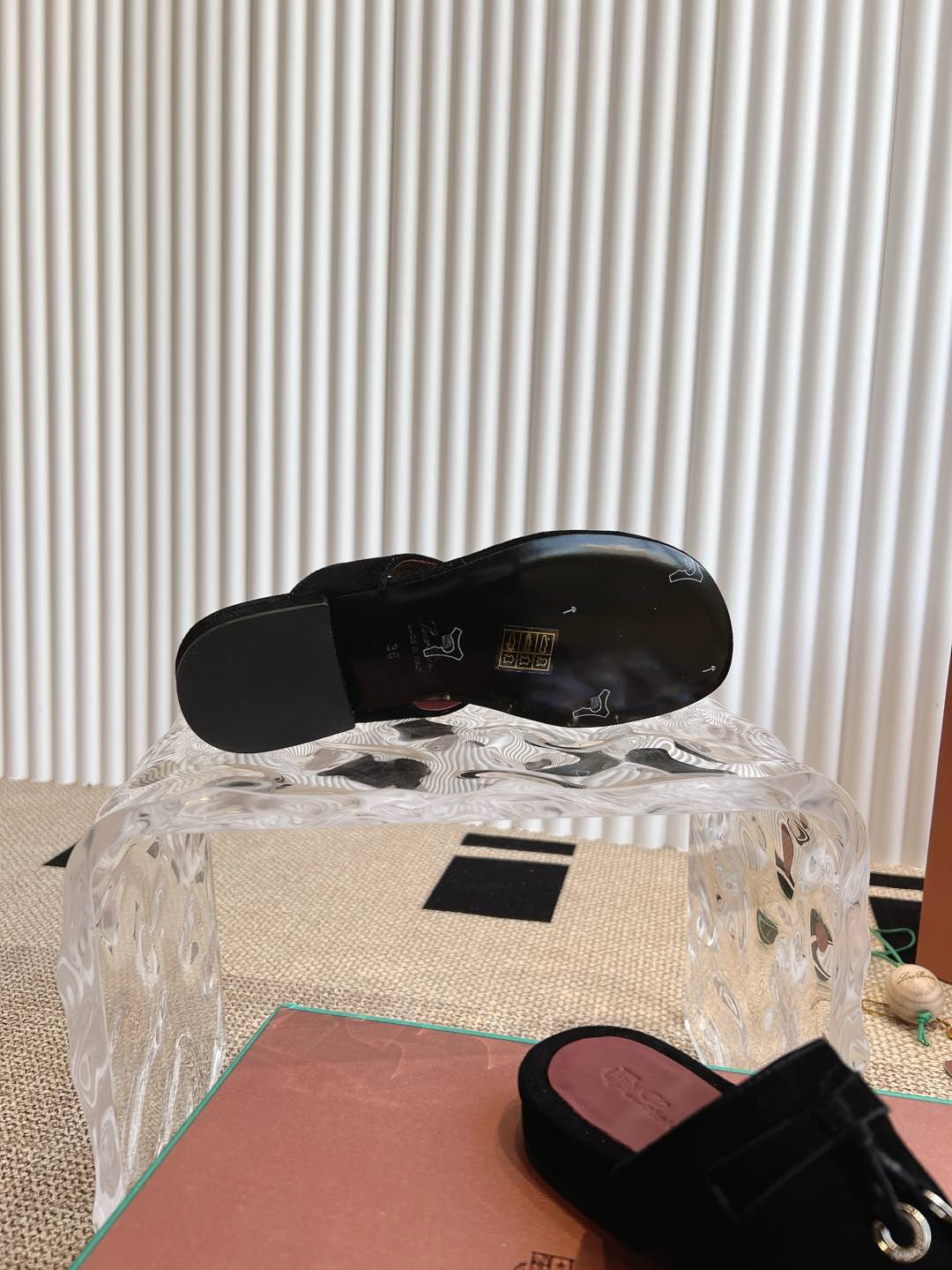 LP 25C Thong Slide Sandal Black Suede 208112