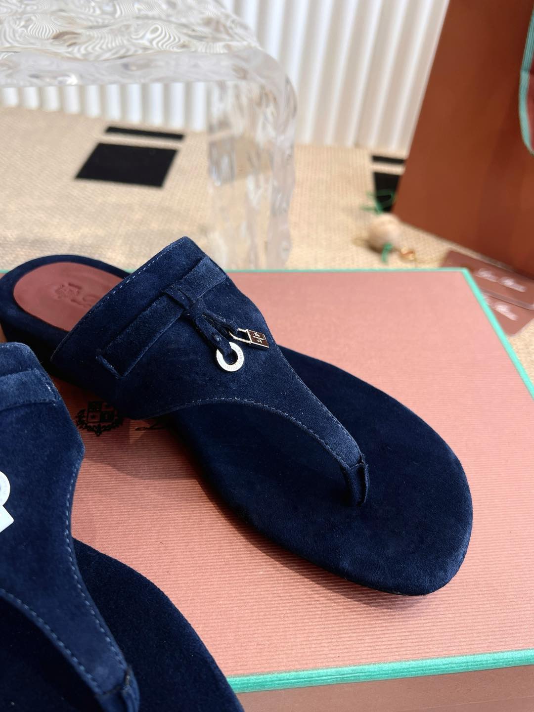 LP 25C Thong Slide Sandal Navy Blue Suede 208114