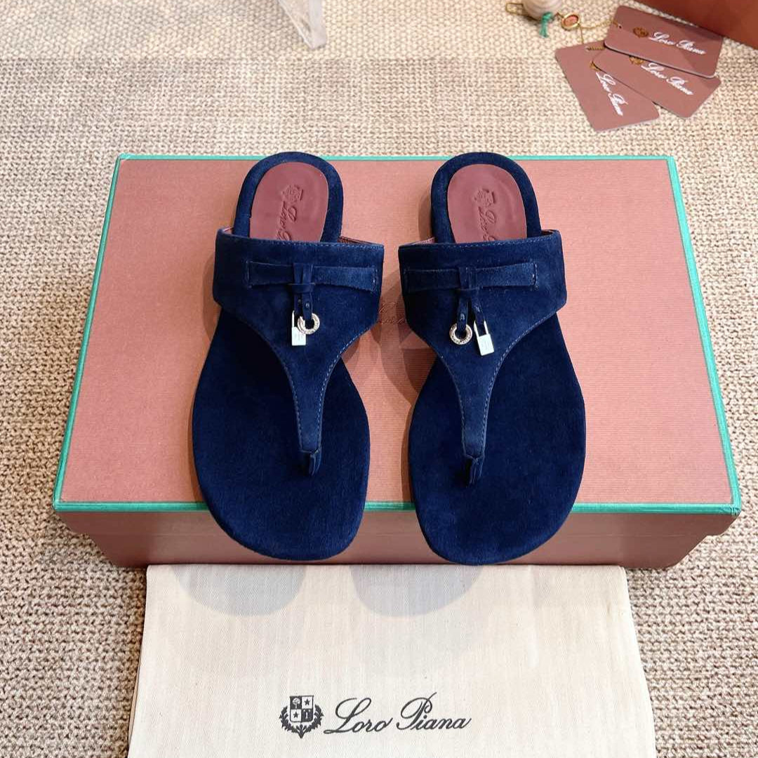 LP 25C Thong Slide Sandal Navy Blue Suede 208114