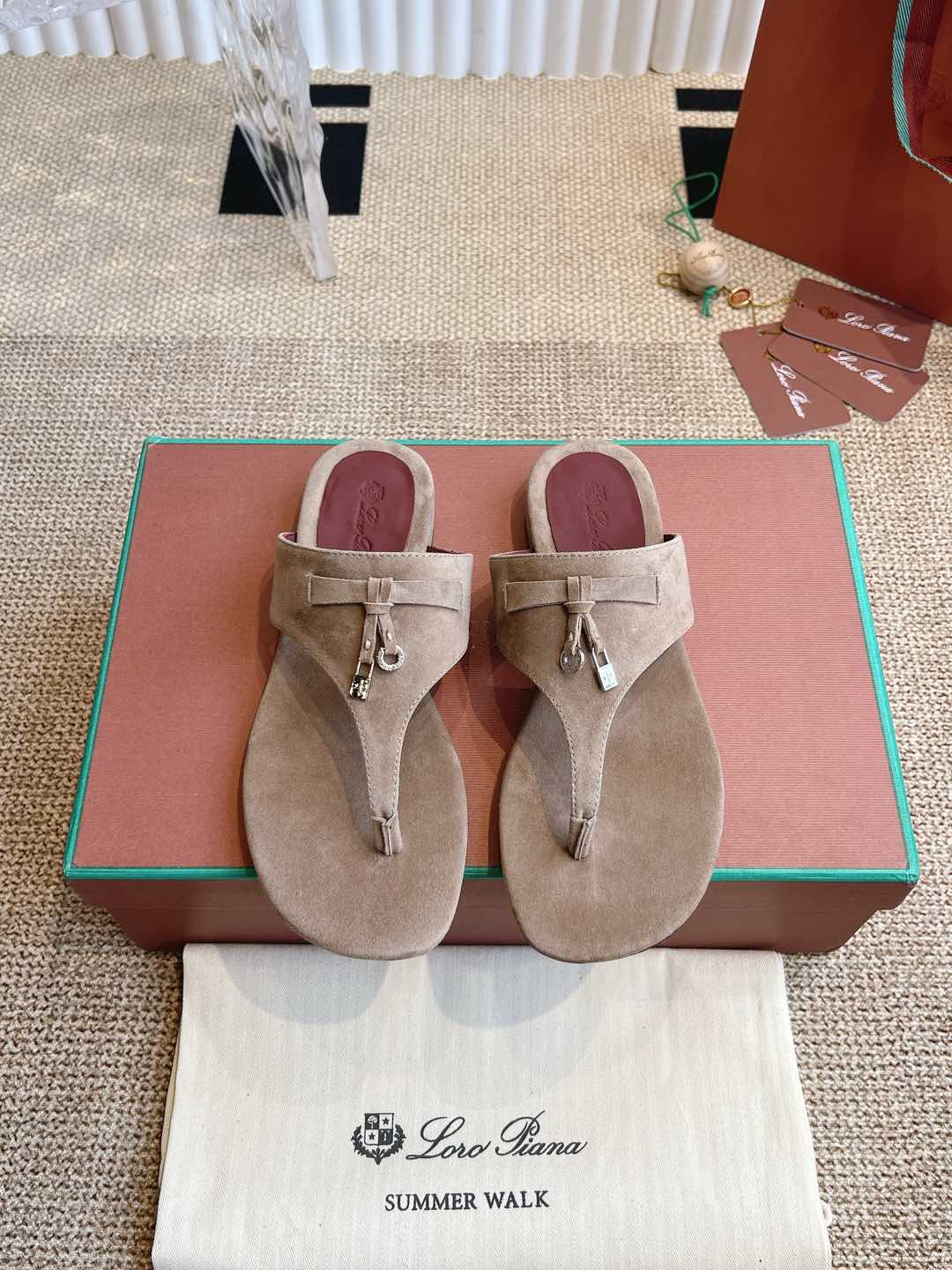 LP 25C Thong Slide Sandal Mocha Brown Suede 208106