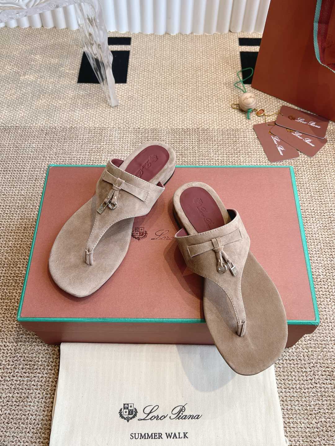 LP 25C Thong Slide Sandal Mocha Brown Suede 208106