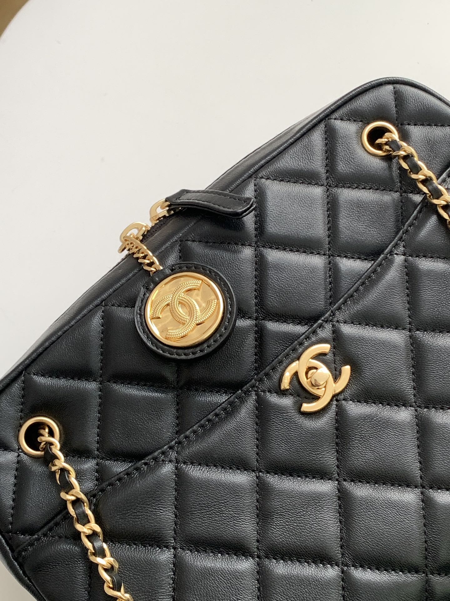 Chanel 2025 Camera 24cm Bag Black Quilted Leather 320975