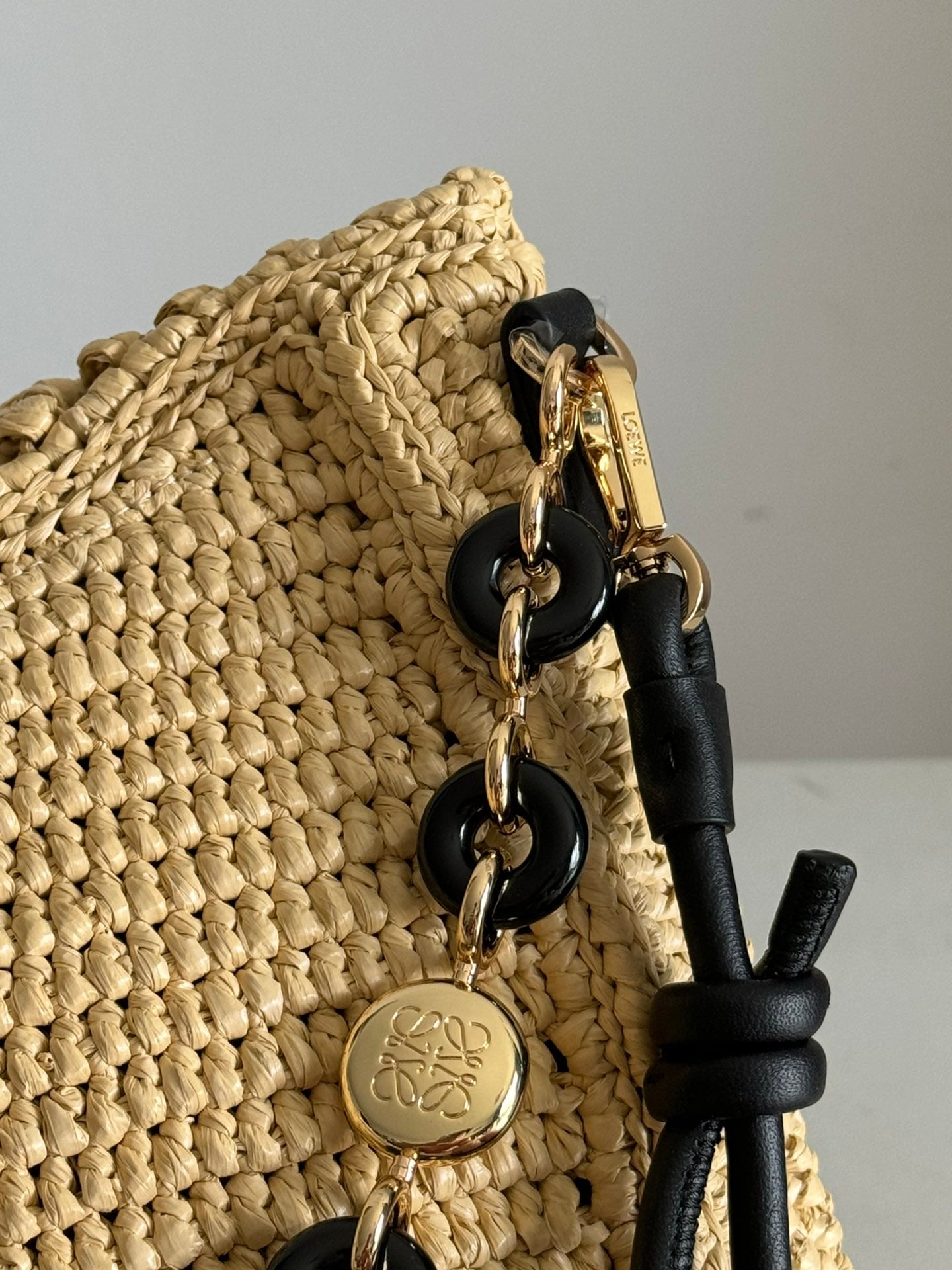 Loewe 2025 Ola 26 Bag Beige Black Raffia Calfskin 274681