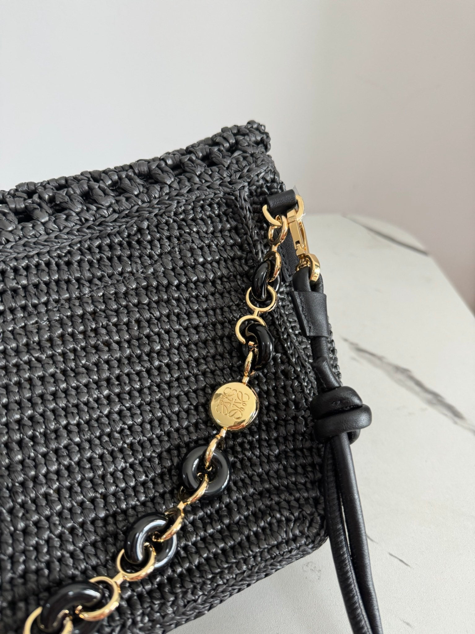 Loewe 2025 Ola 26 Bag Black Raffia Calfskin 274683