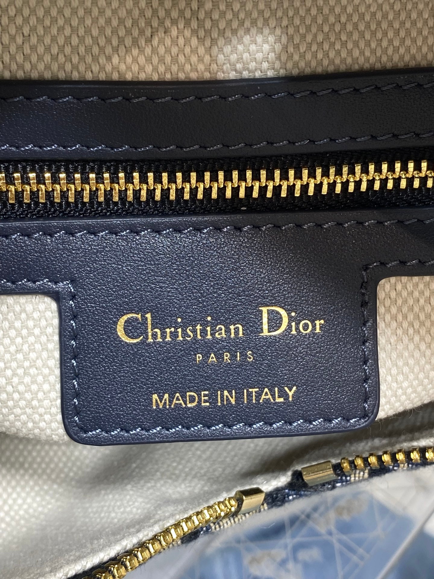 Dior 2025 Voyage Bag 28cm Navy Blue mix Beige Canvas Leather 270574