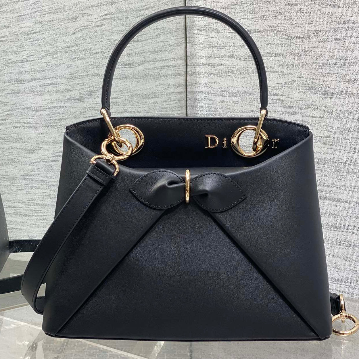 Dior 2025 Bow Bag 28cm Black Leather 272519