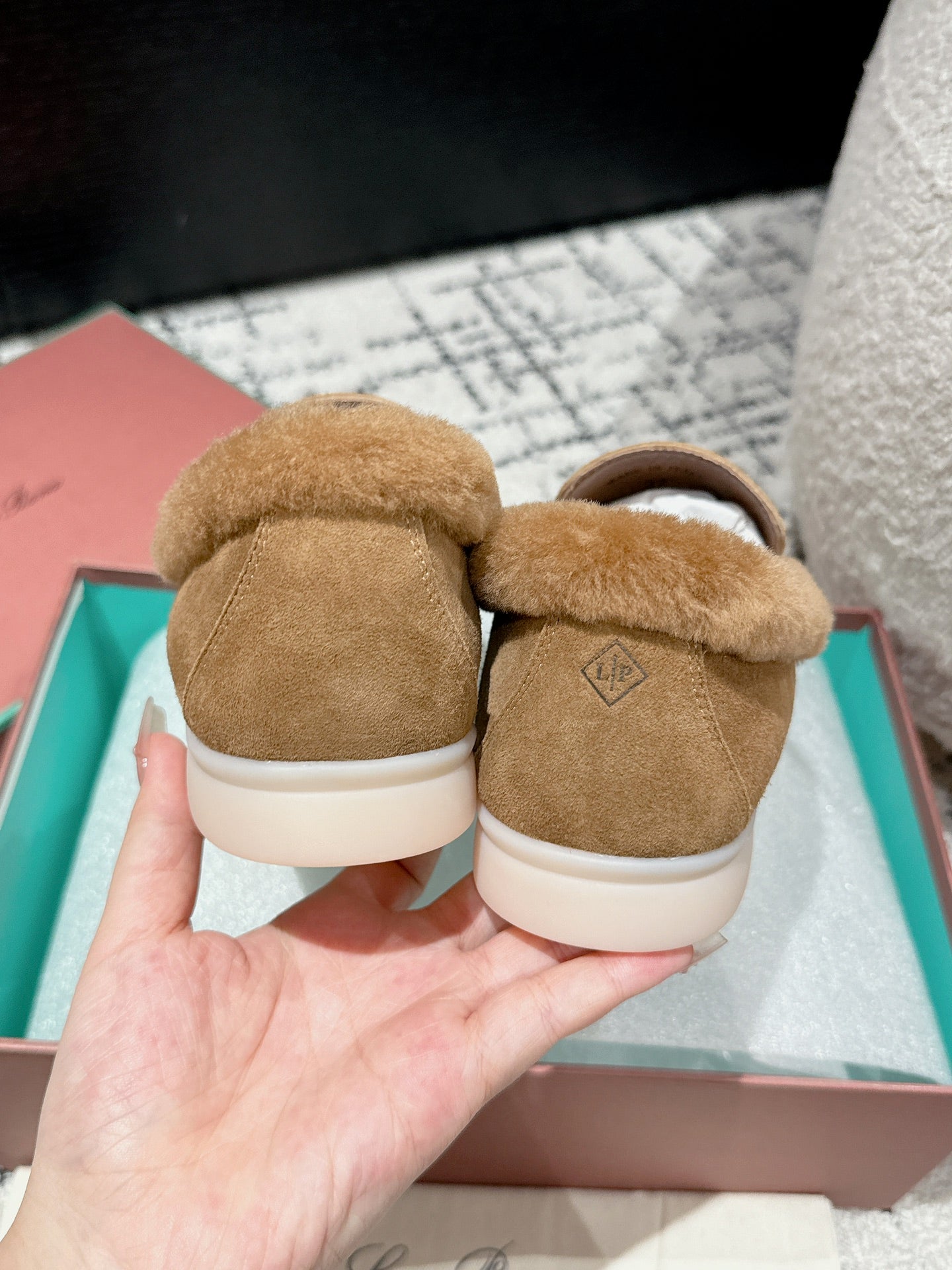 LP Summer Charms Walk Loafers In Brown Peanut Suede With Rabbit Fur Lining 985645