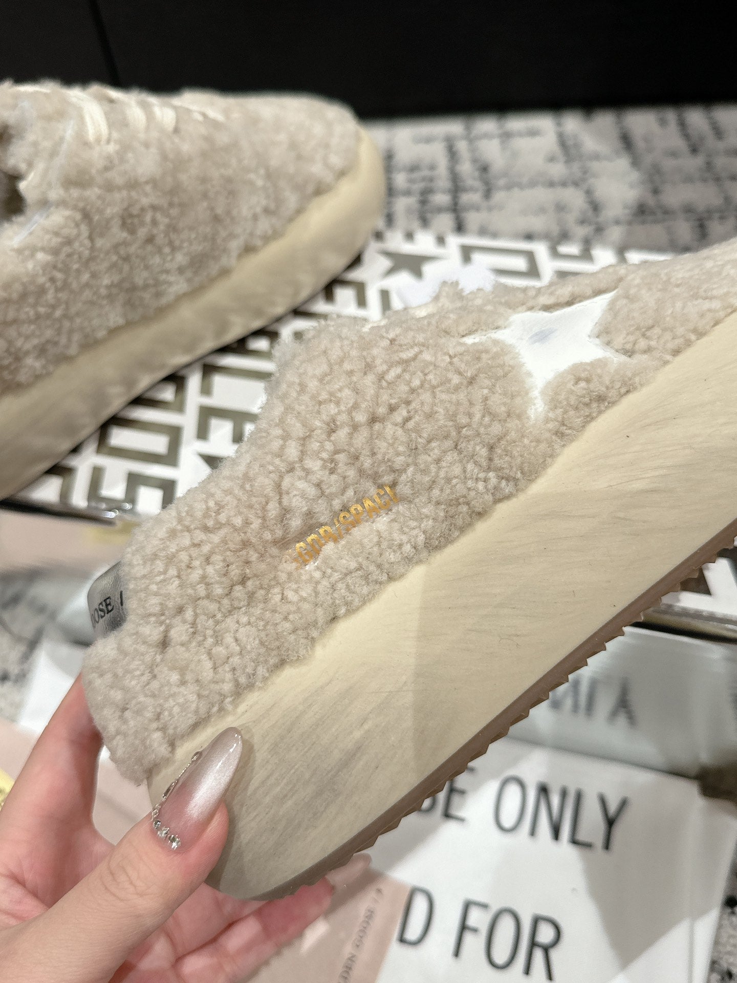 Golden Goose 2025 Space-Star Sabot Sneaker Beige White Wool 141175