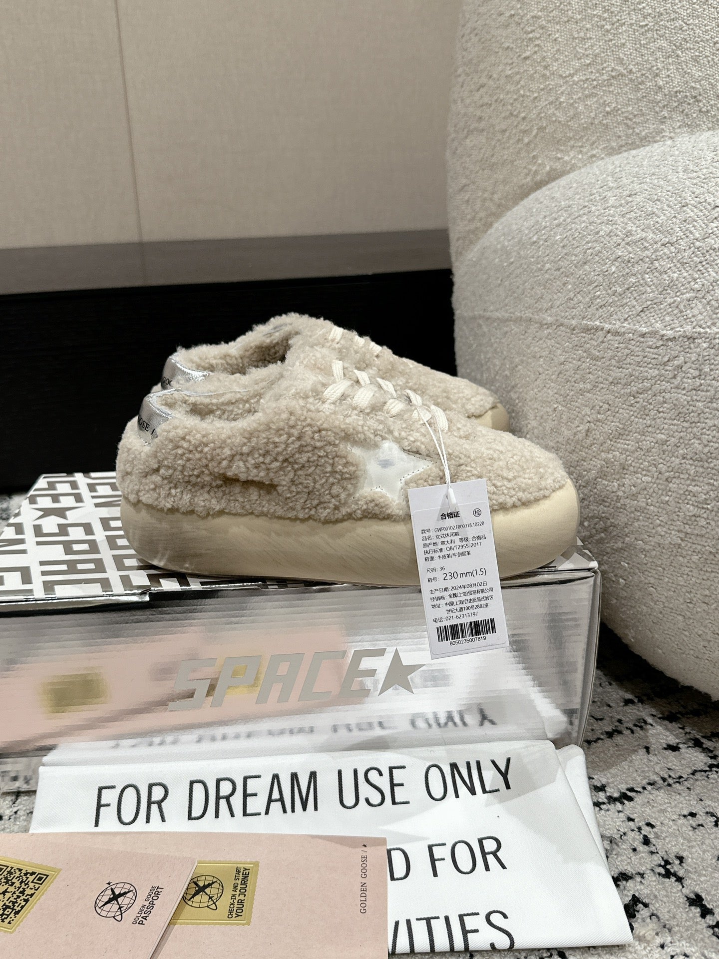 Golden Goose 2025 Space-Star Sabot Sneaker Beige White Wool 141175