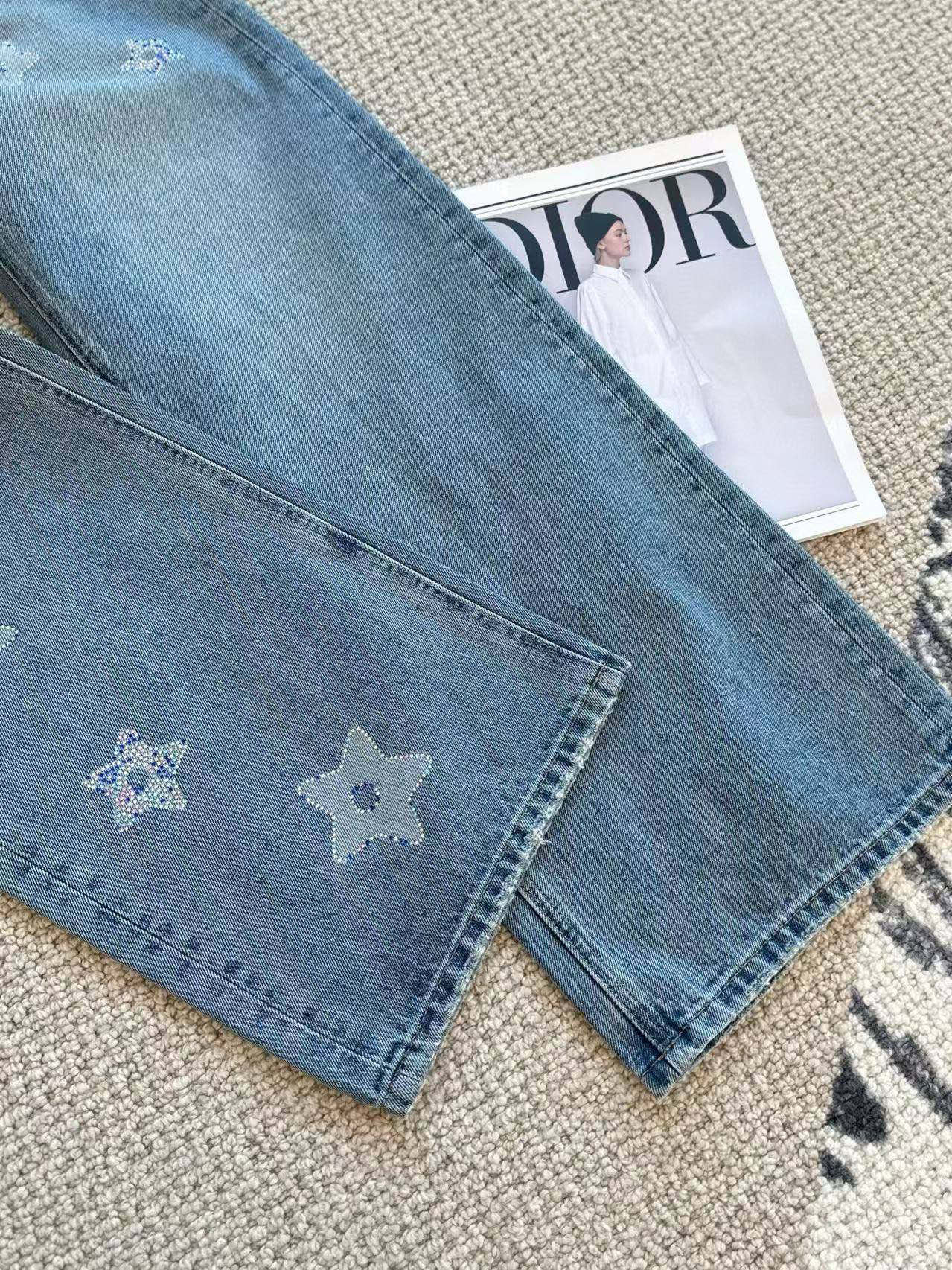 CD 25 Diamond Letter Jeans Blue Cotton