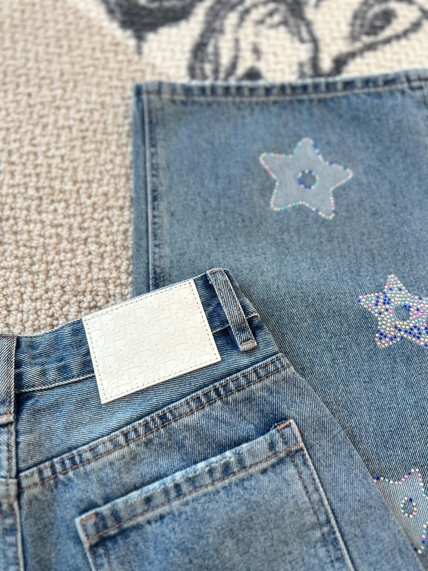 CD 25 Diamond Letter Jeans Blue Cotton