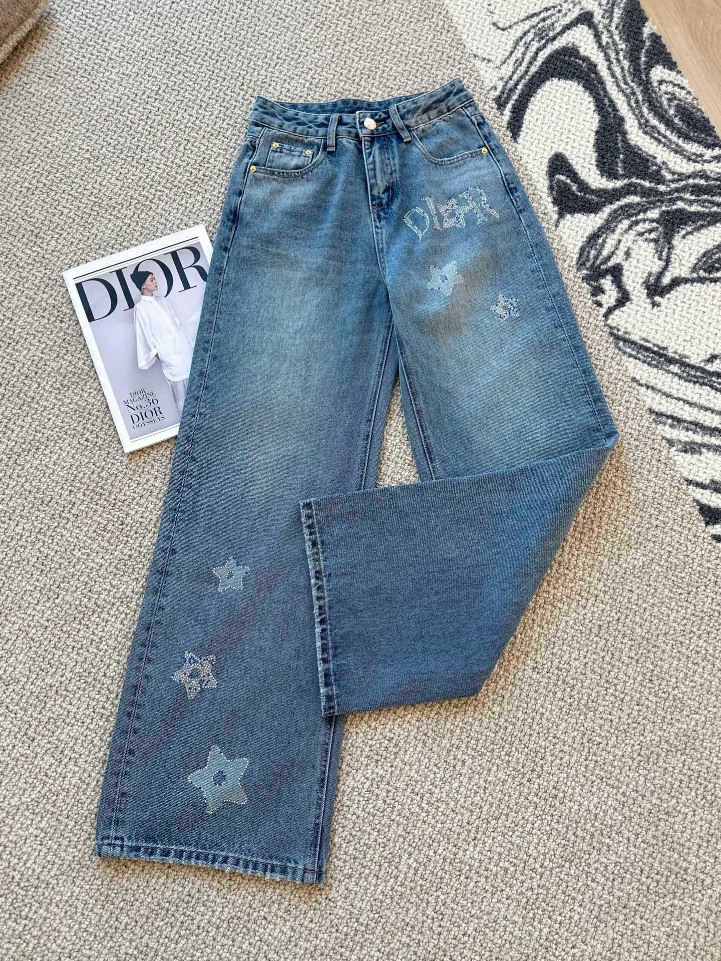 CD 25 Diamond Letter Jeans Blue Cotton