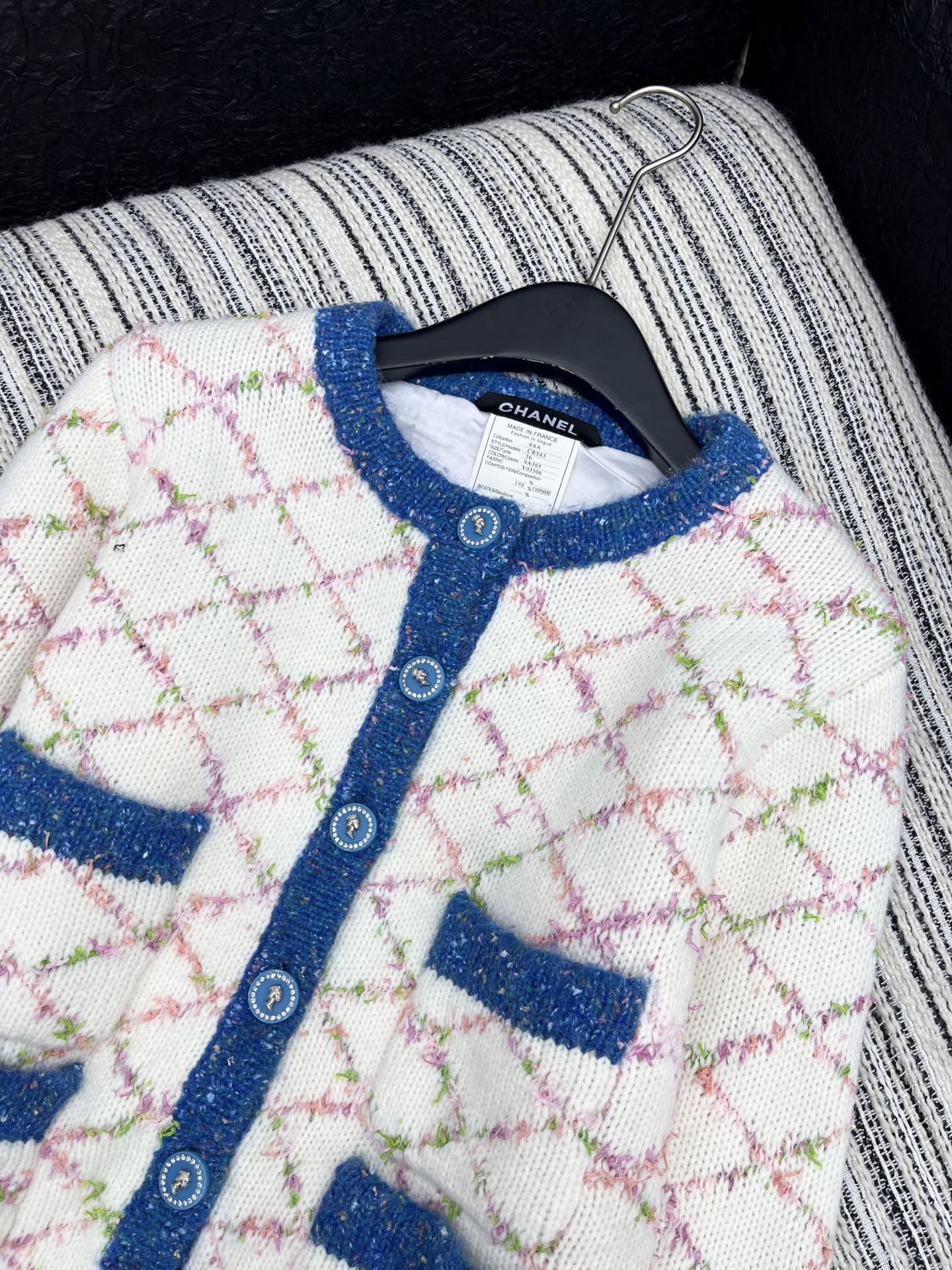 CC 2025 Cardigan Off-white Blue Wool 325889