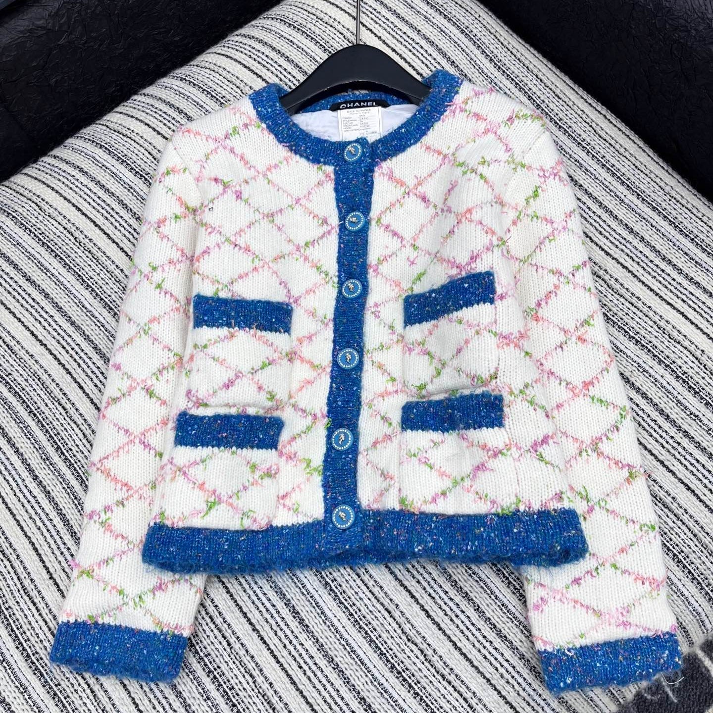 CC 2025 Cardigan Off-white Blue Wool 325889