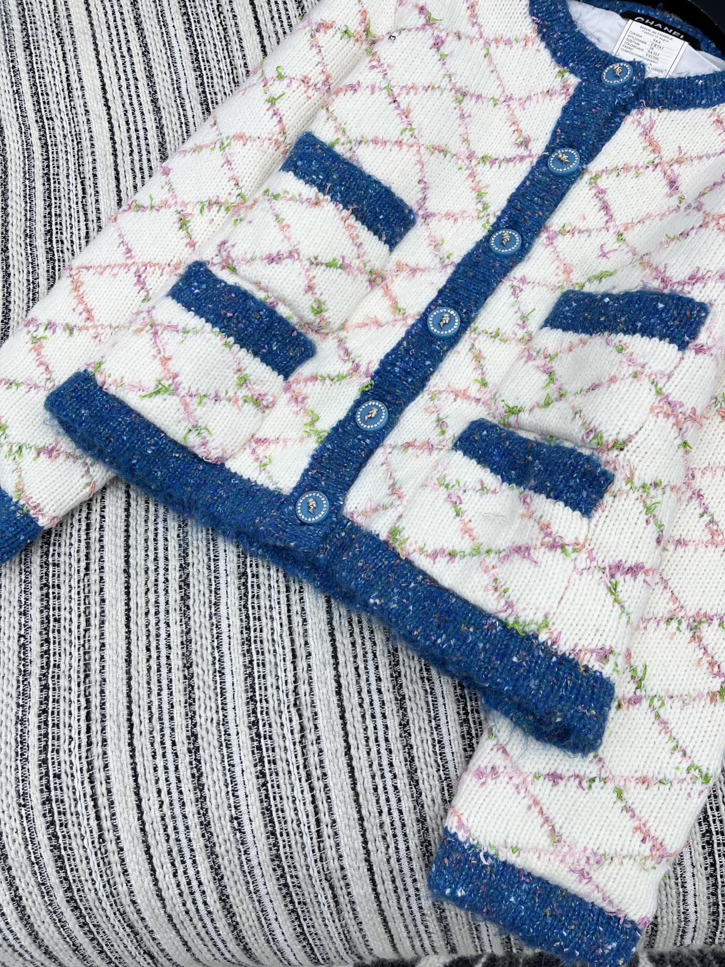 CC 2025 Cardigan Off-white Blue Wool 325889