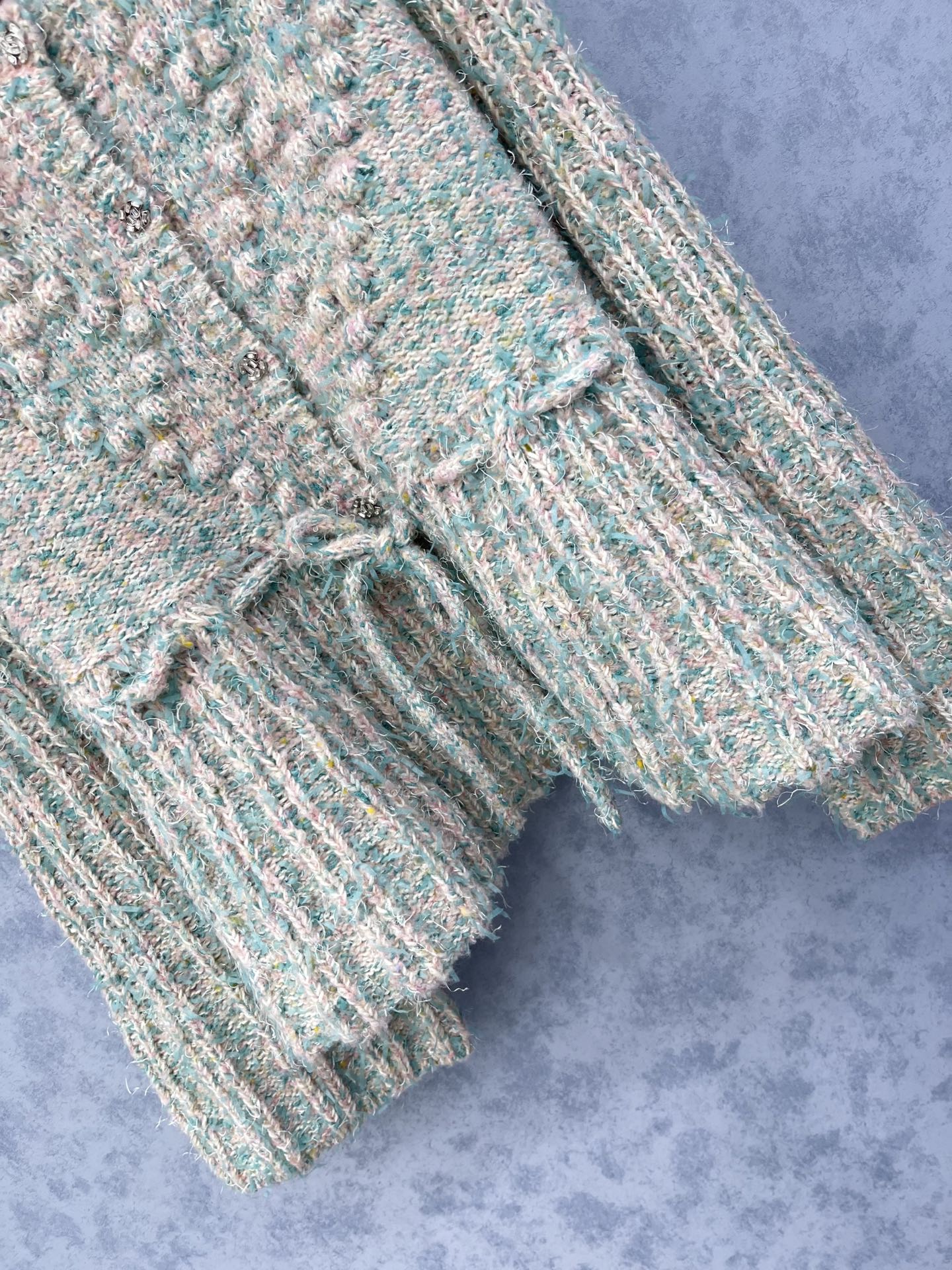 CC 2025 Jacket With Drawstring Waist Blue Pink Wool 325853