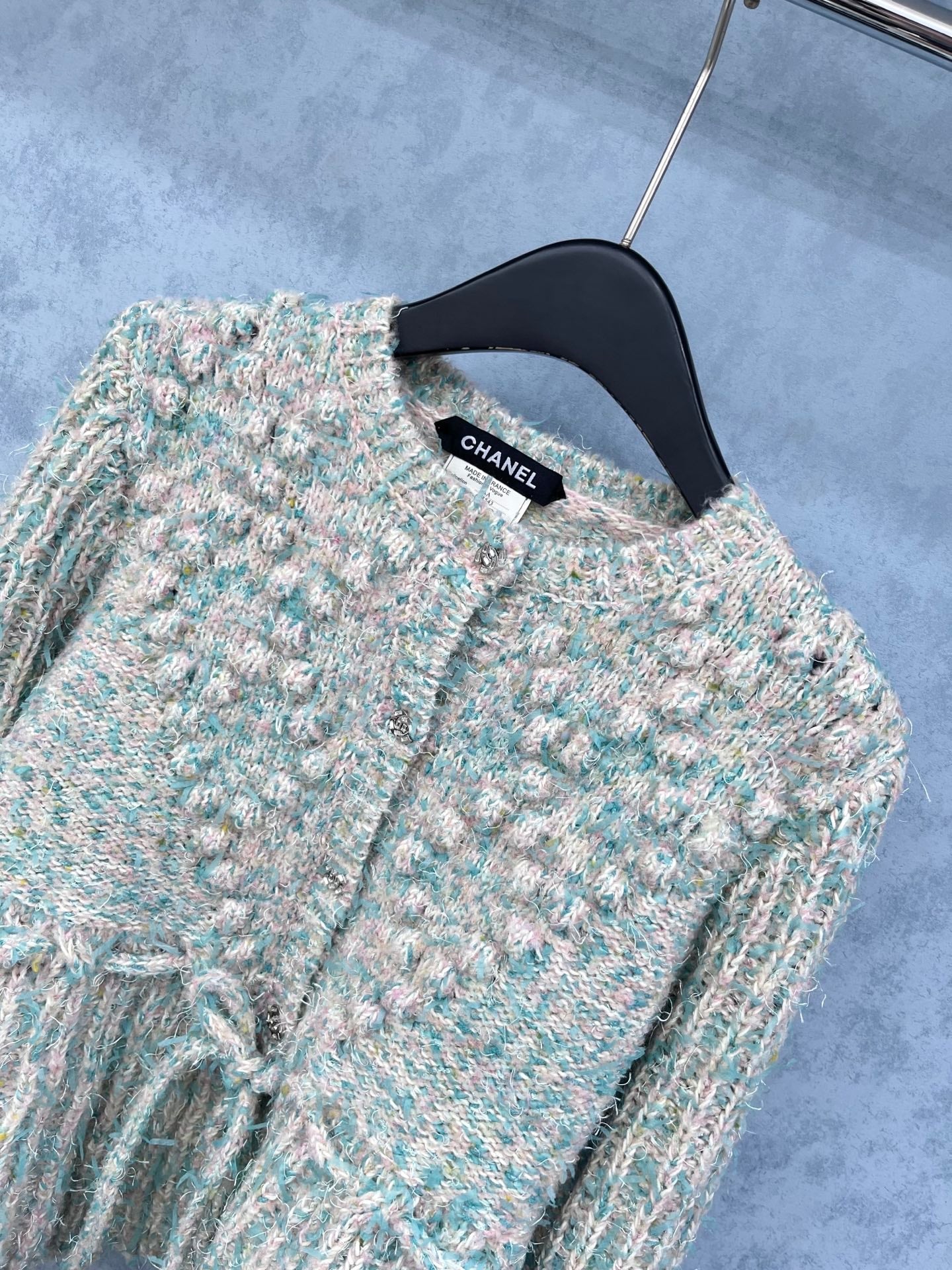 CC 2025 Jacket With Drawstring Waist Blue Pink Wool 325853