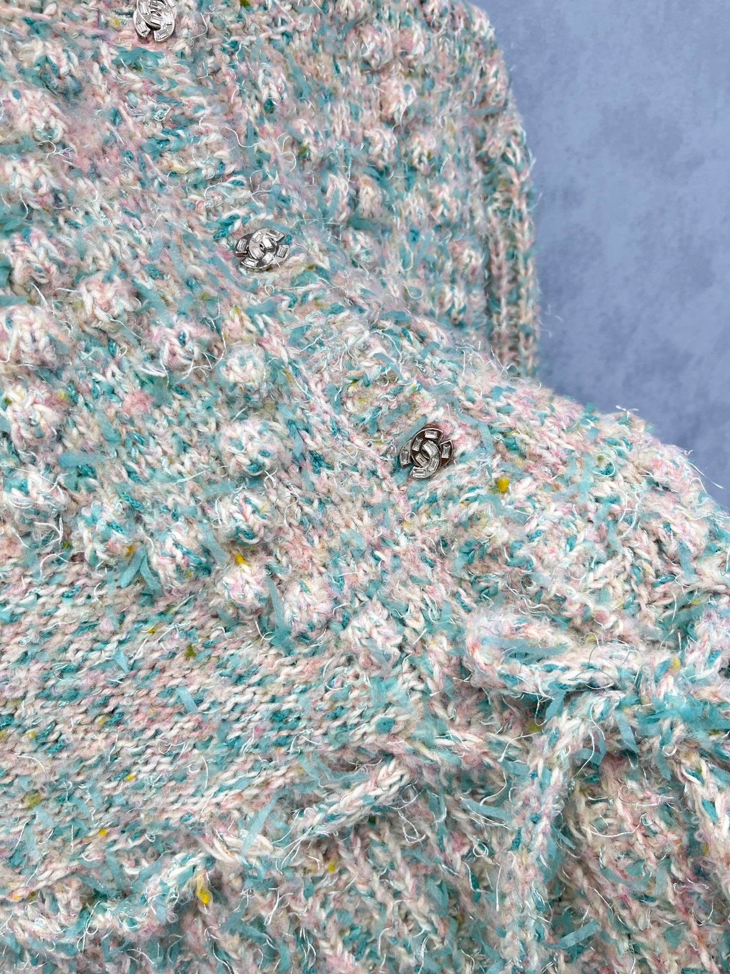 CC 2025 Jacket With Drawstring Waist Blue Pink Wool 325853