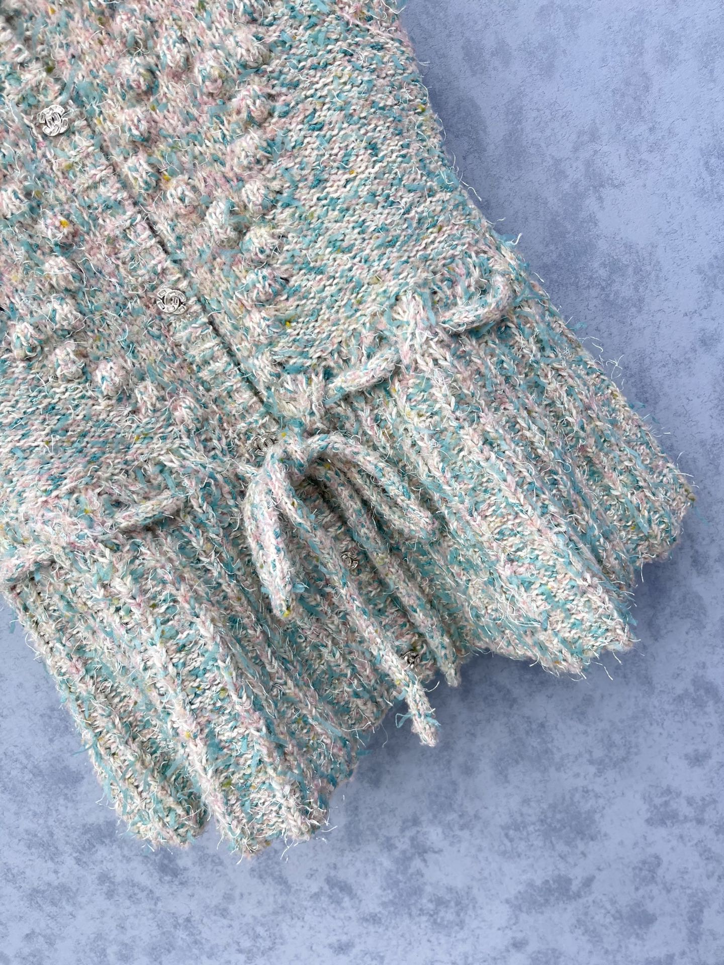 CC 2025 Vest Jacket With Drawstring Waist Blue Pink Wool 325852