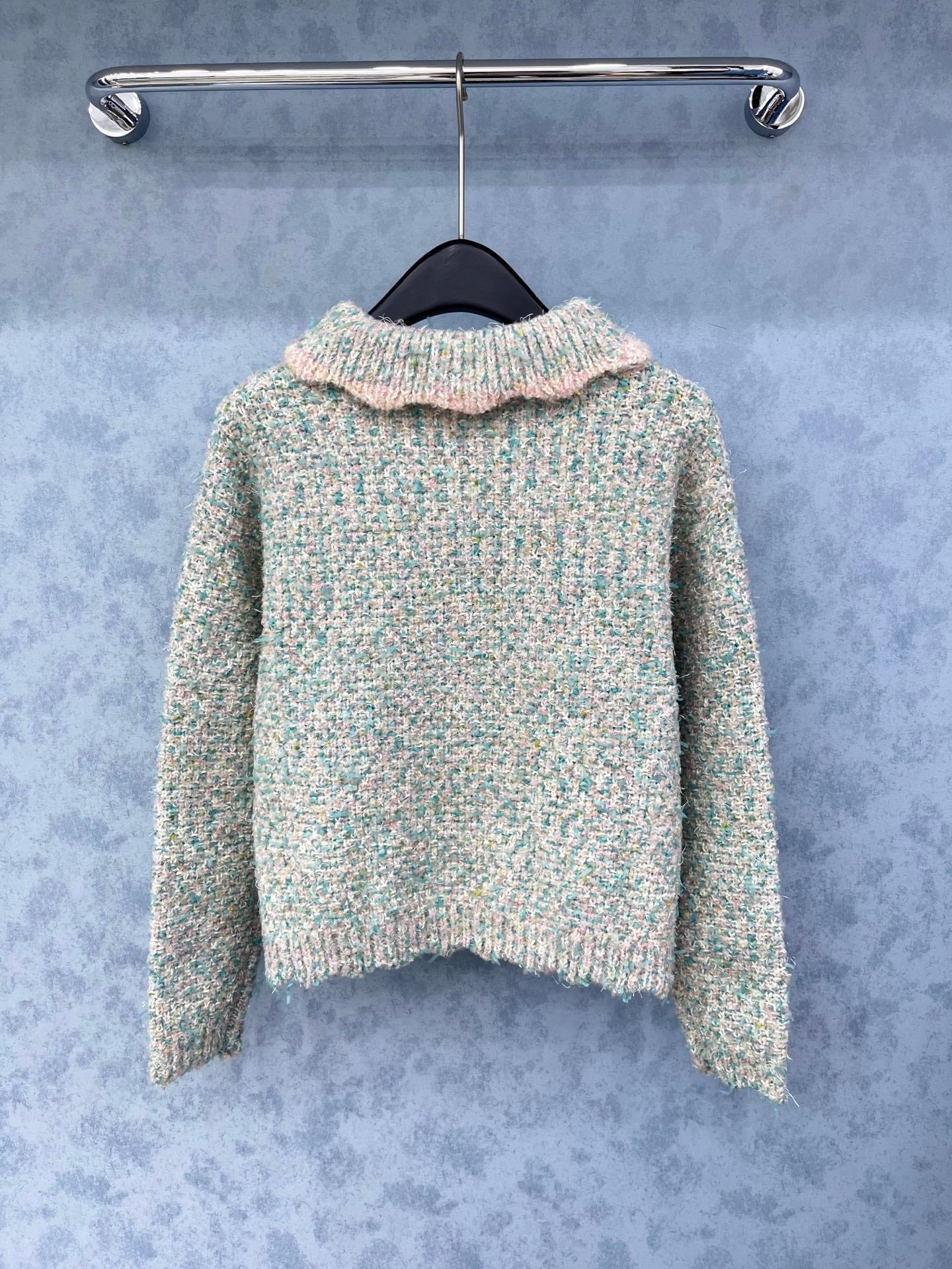 CC 2025 Petal Collar Pullover Sweater Blue Pink Wool 325851