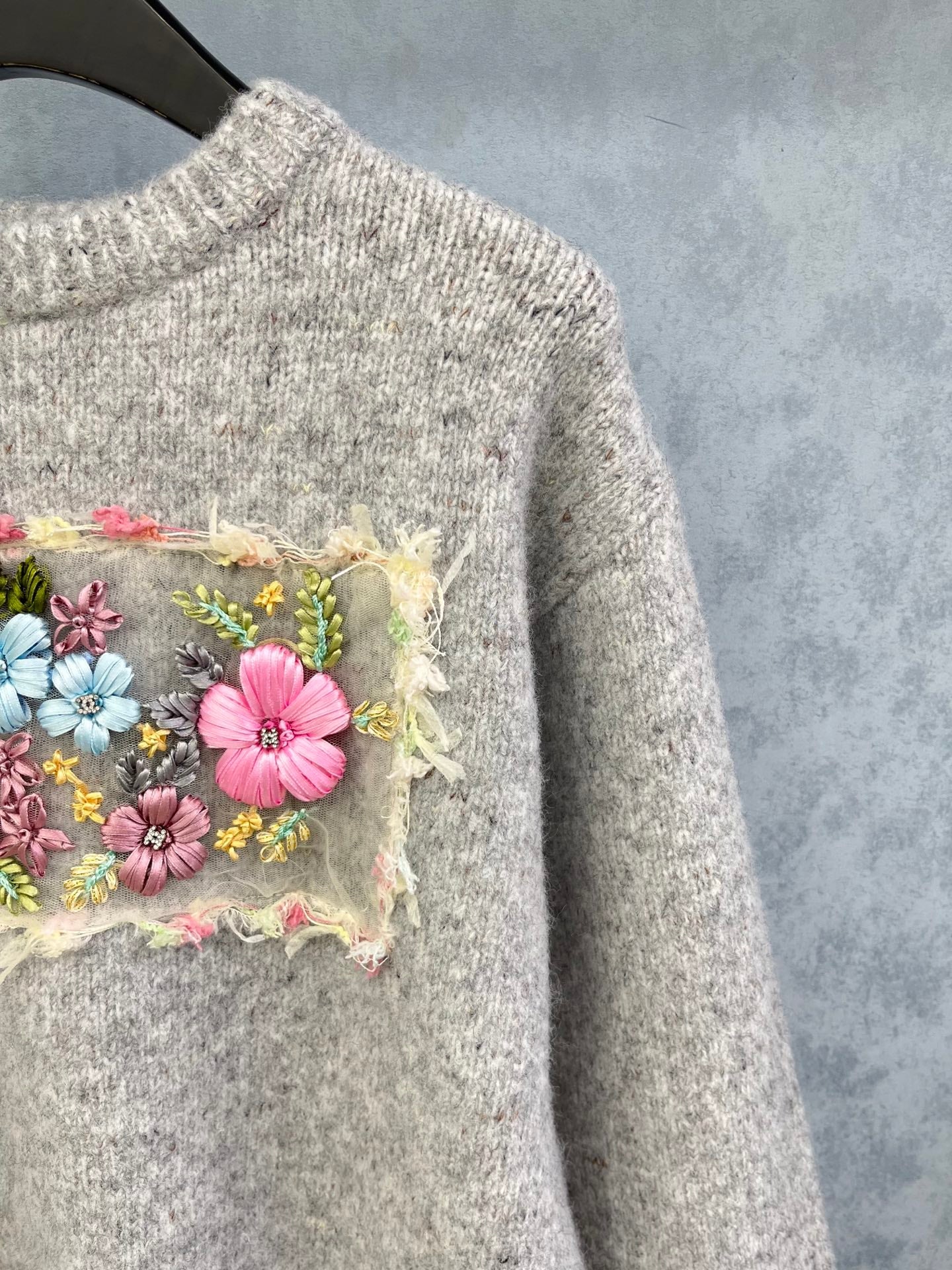 CC 2025 Flower Sweater Gray mix Colors Wool 325844
