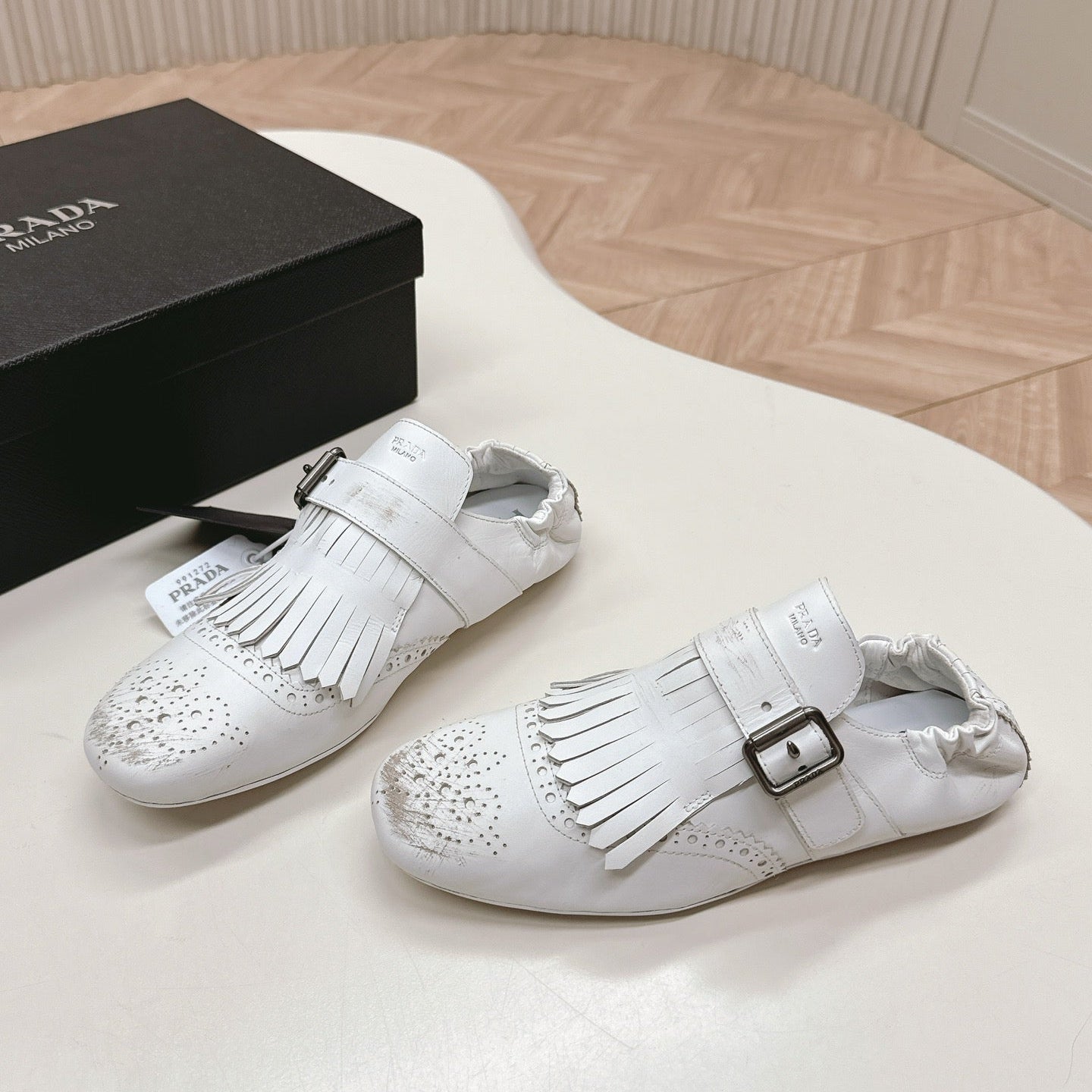 PRA 26S Ballet Flats White Calfskin 600586