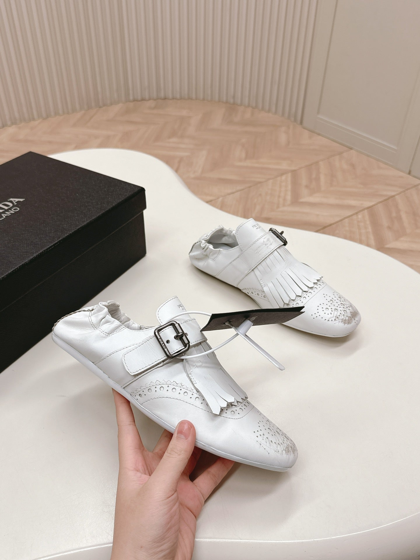 PRA 26S Ballet Flats White Calfskin 600586