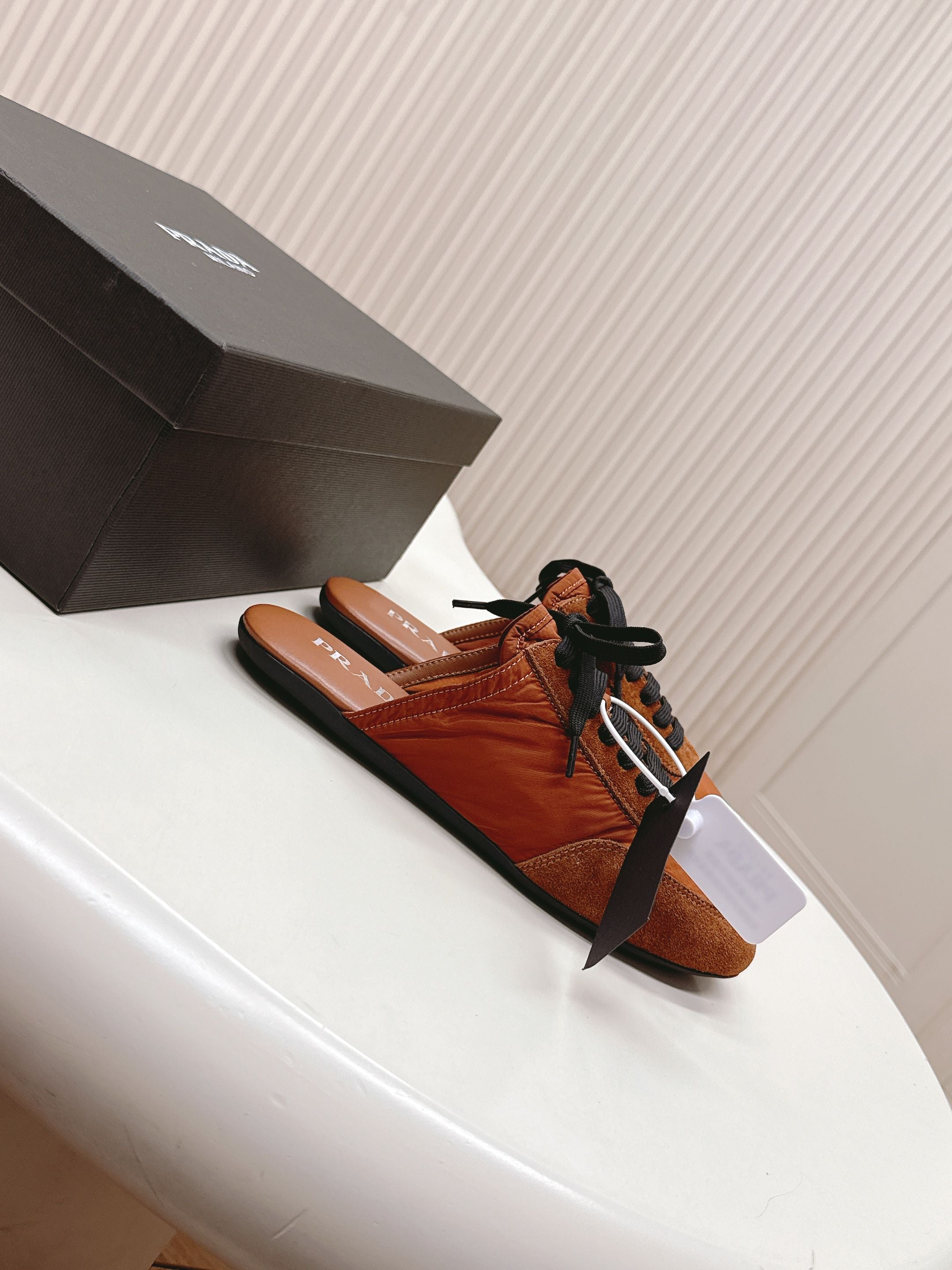 PRA 26S Mule Sneaker Camel Brown Suede Canvas 600607