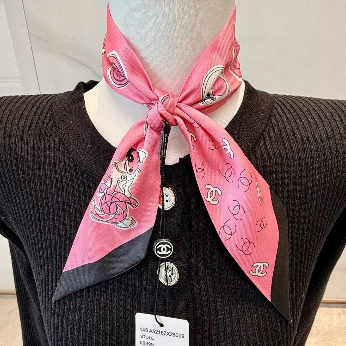 CC  Twilly Mini Scarf 120cm Pink Mulberry Silk 935248