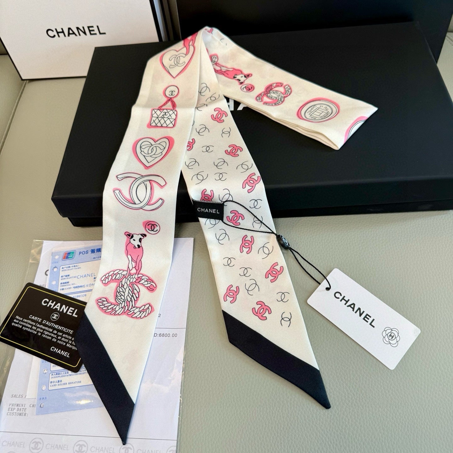 CC  Twilly Mini Star 120cm White Pink Mulberry Silk 935249