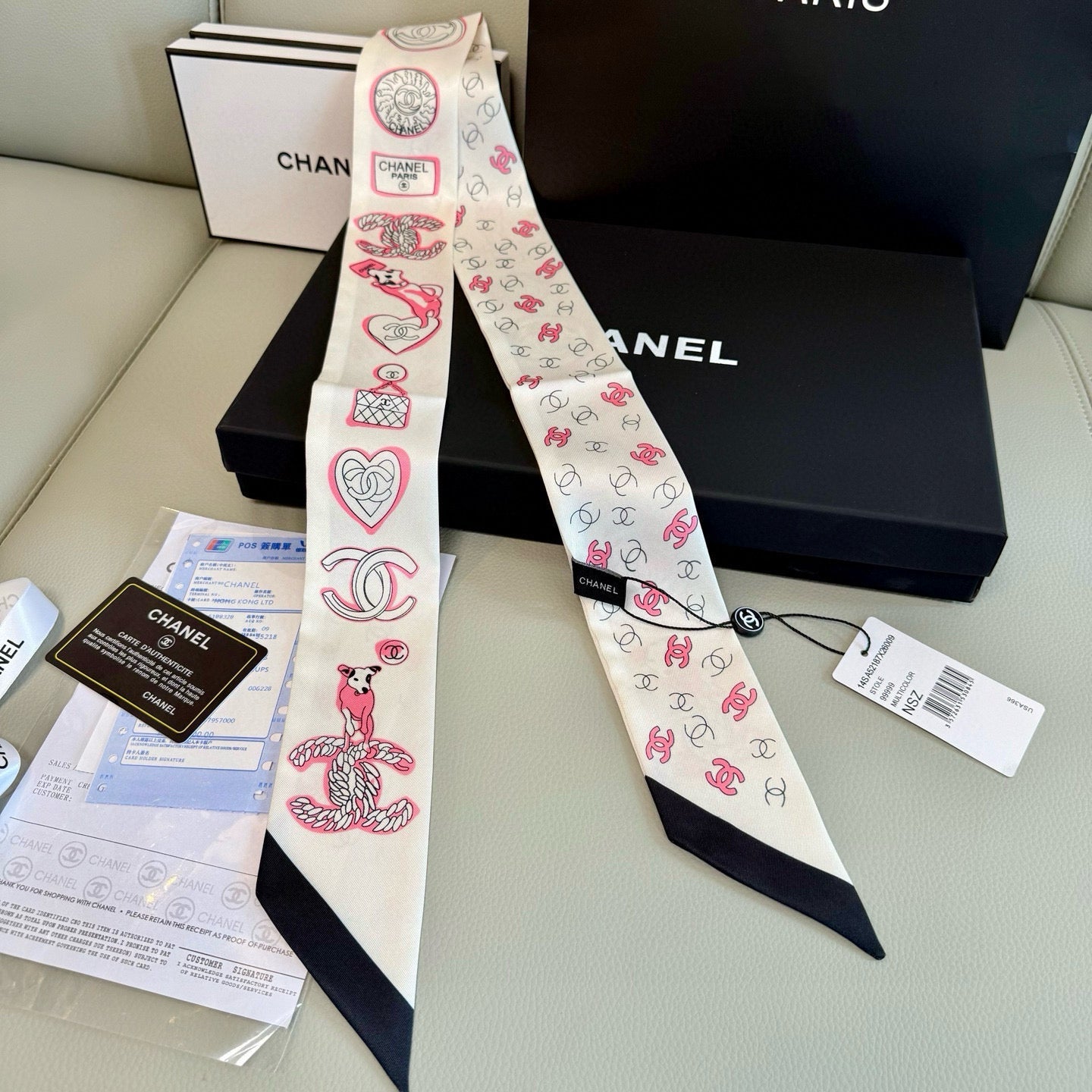 CC  Twilly Mini Star 120cm White Pink Mulberry Silk 935249