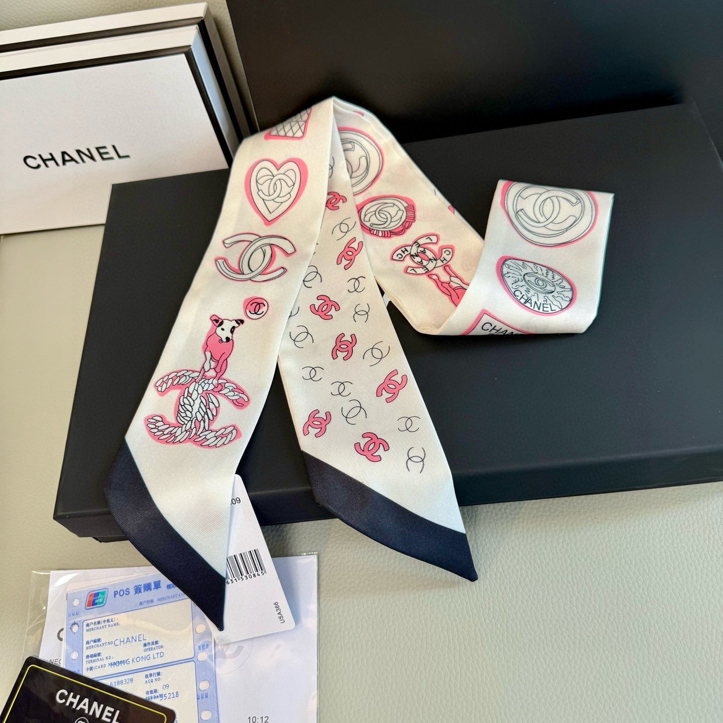 CC  Twilly Mini Star 120cm White Pink Mulberry Silk 935249