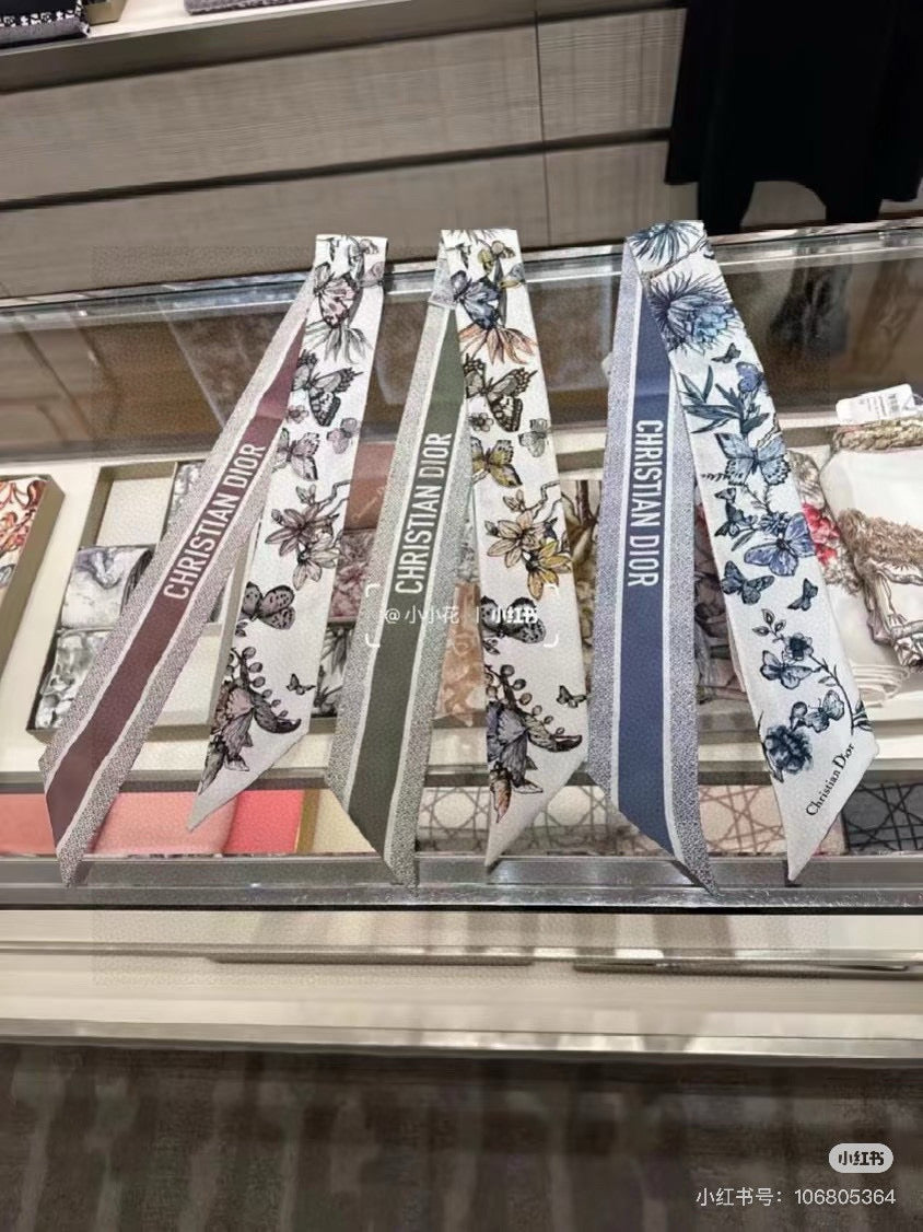 CD Twilly Mini Scarf 105cm Blue Mulberry Silk 935250