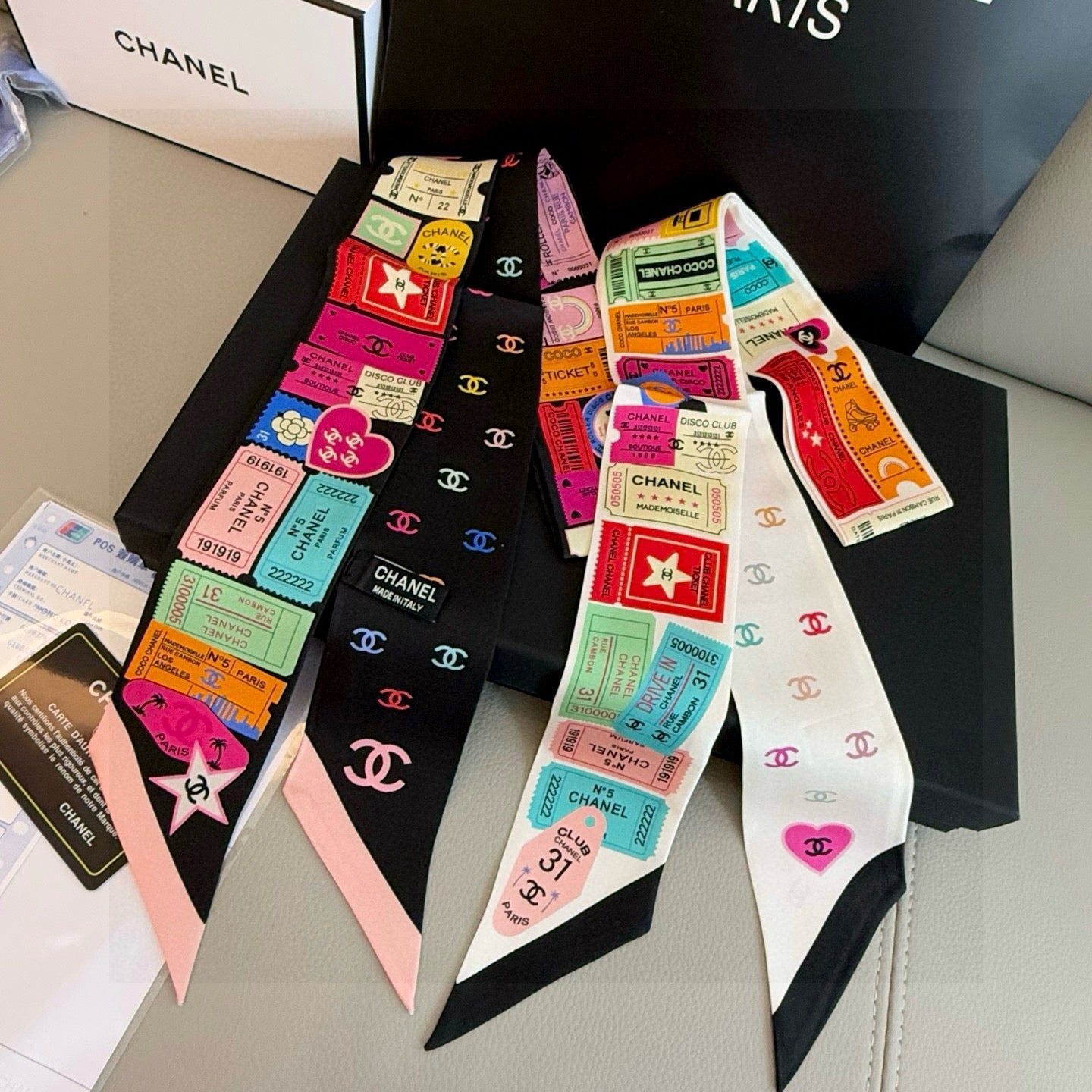 CC  Twilly Mini Star 120cm White Multicolor Mulberry Silk 941931