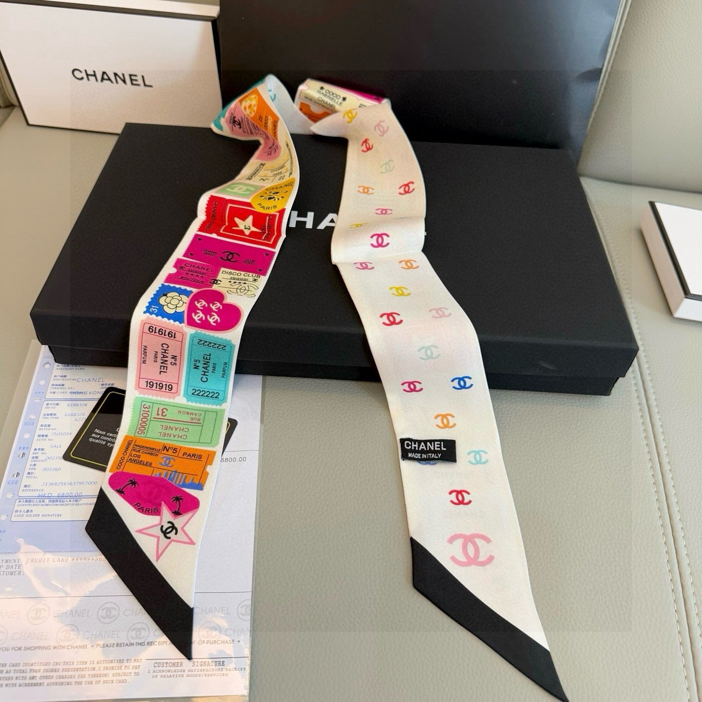 CC  Twilly Mini Star 120cm White Multicolor Mulberry Silk 941931