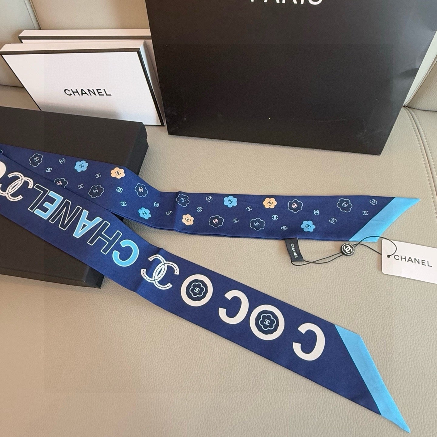 CC  Twilly Mini Scarf 120cm Dark Blue Mulberry Silk 949094