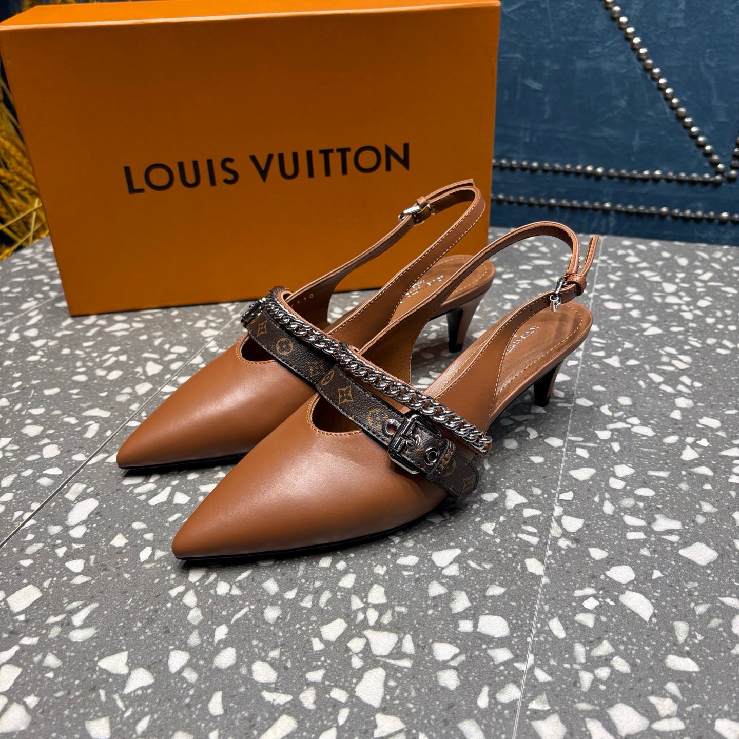 LV 26ss Slingback 45 Brown Cowhide 628431