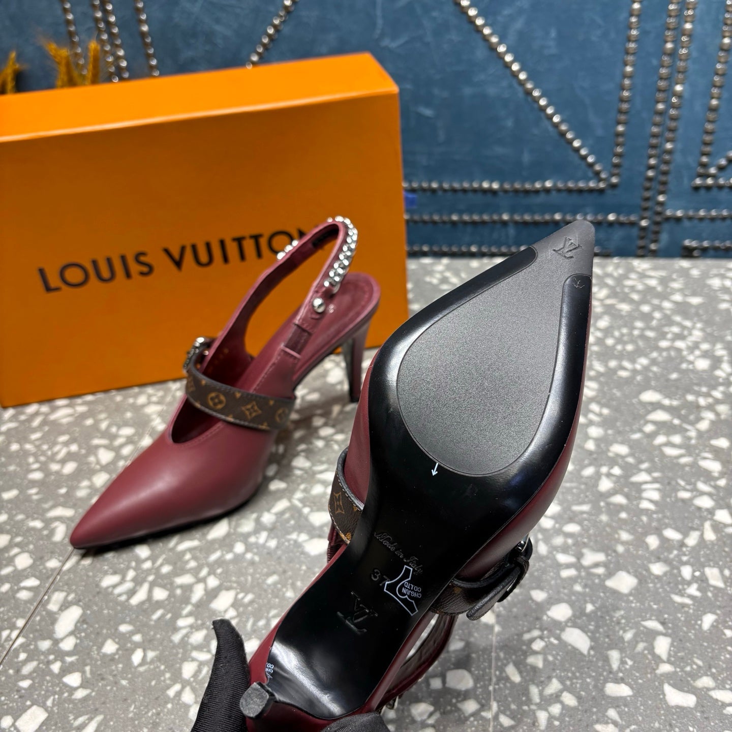 LV 26ss Slingback 75 Burgundy Cowhide 628436