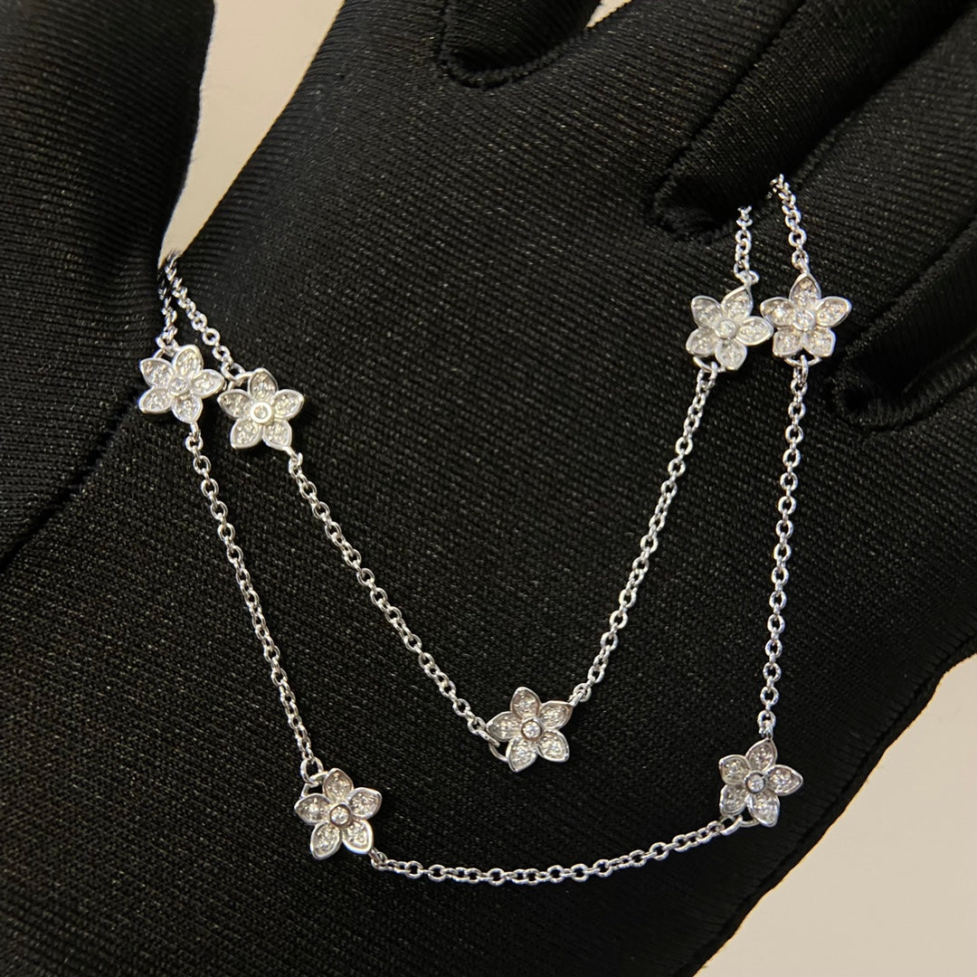 Graff New Full Diamond 11-Petal Sliver Necklace