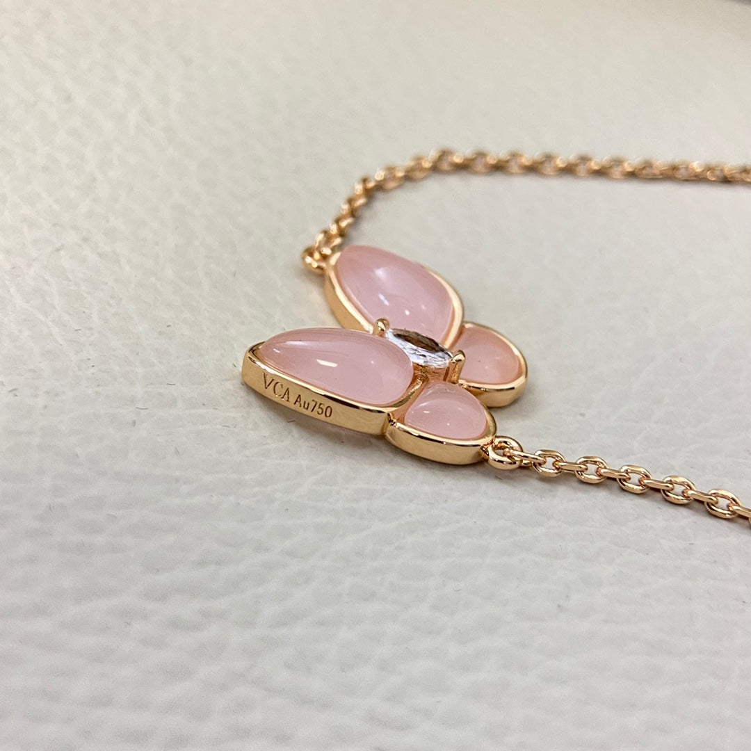 VCA Butterfly Pink Mop Pink Gold 1 Motifs Bracelet
