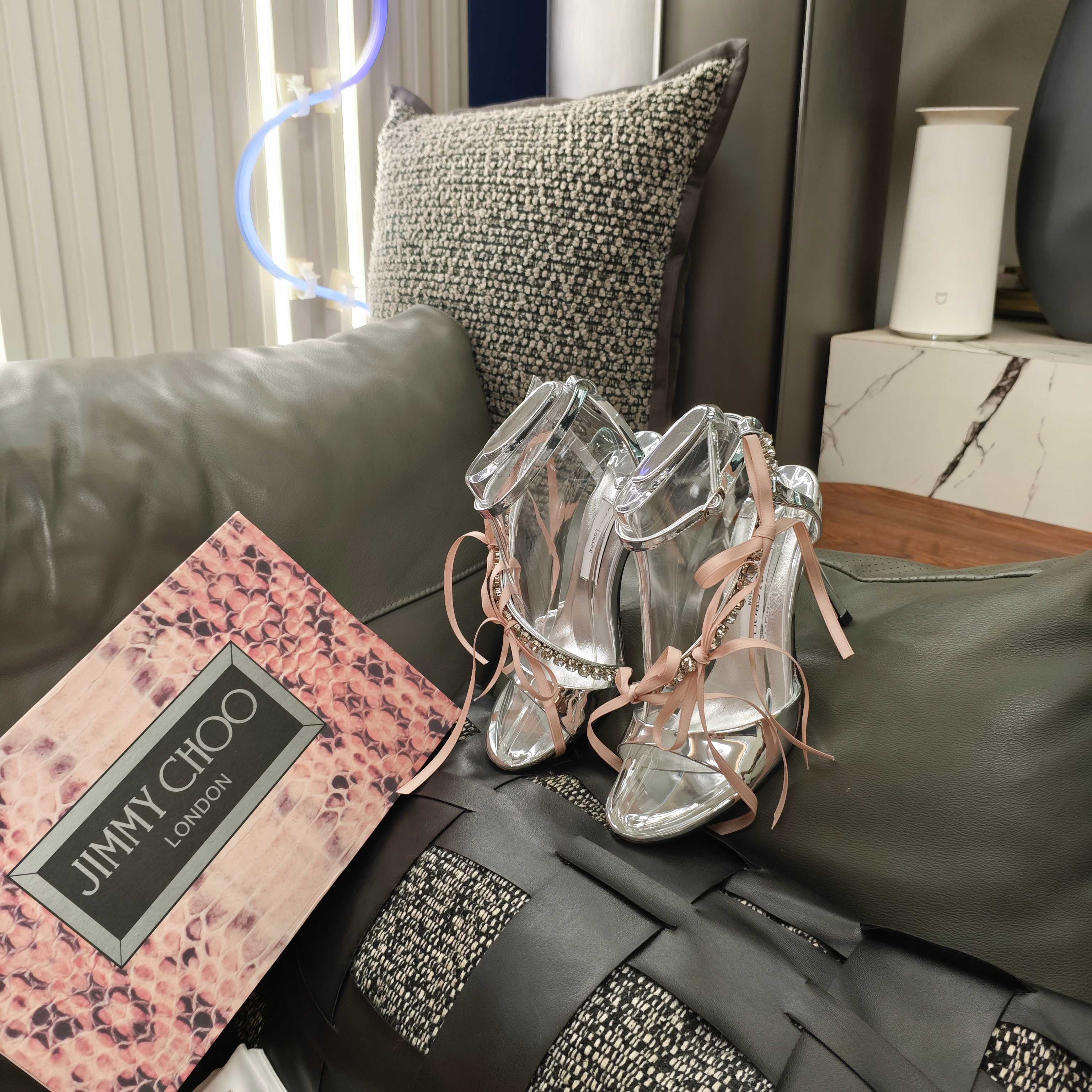 Jimmy 26s High Heeled Sandals 100 Sliver Lambskin 596326