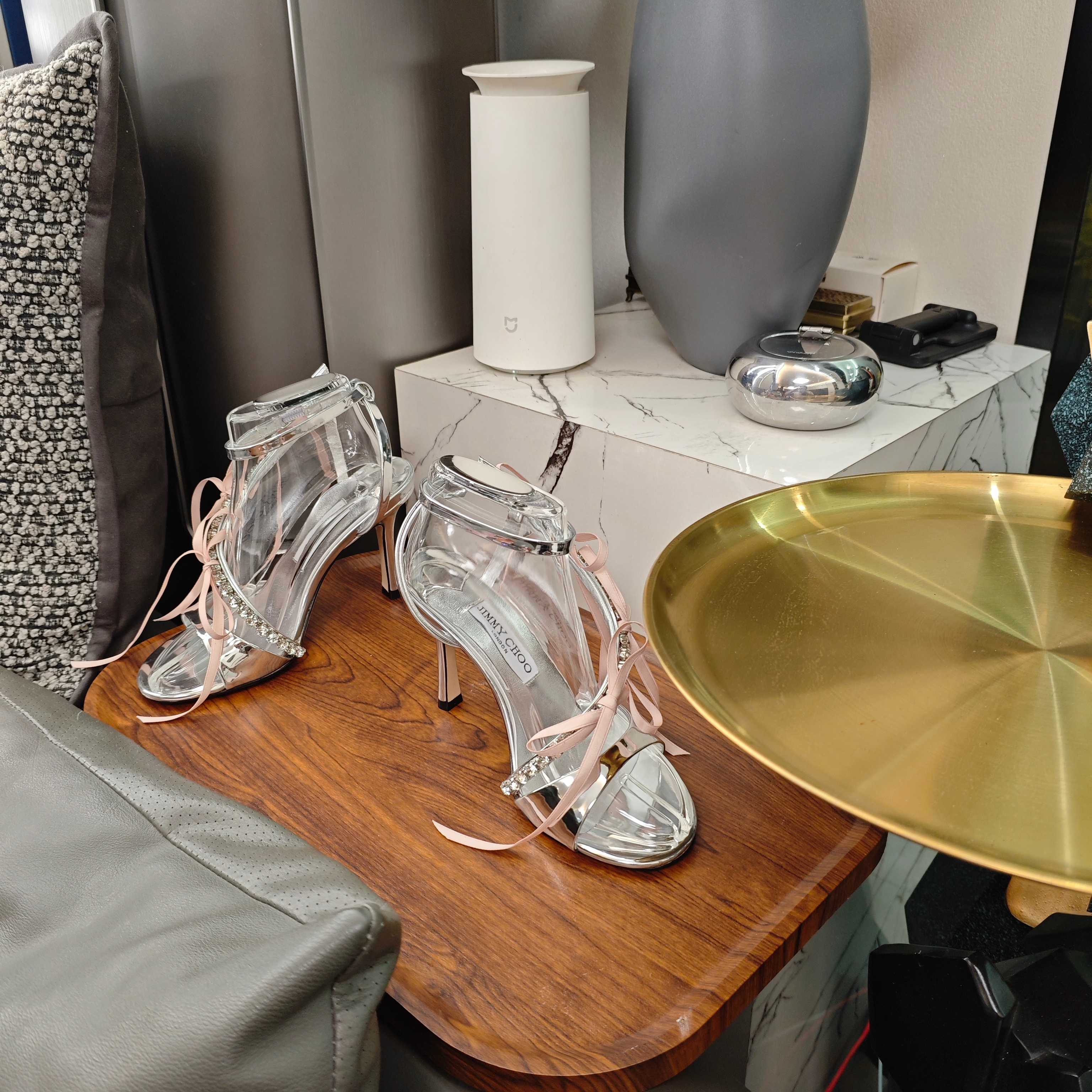 Jimmy 26s High Heeled Sandals 100 Sliver Lambskin 596326